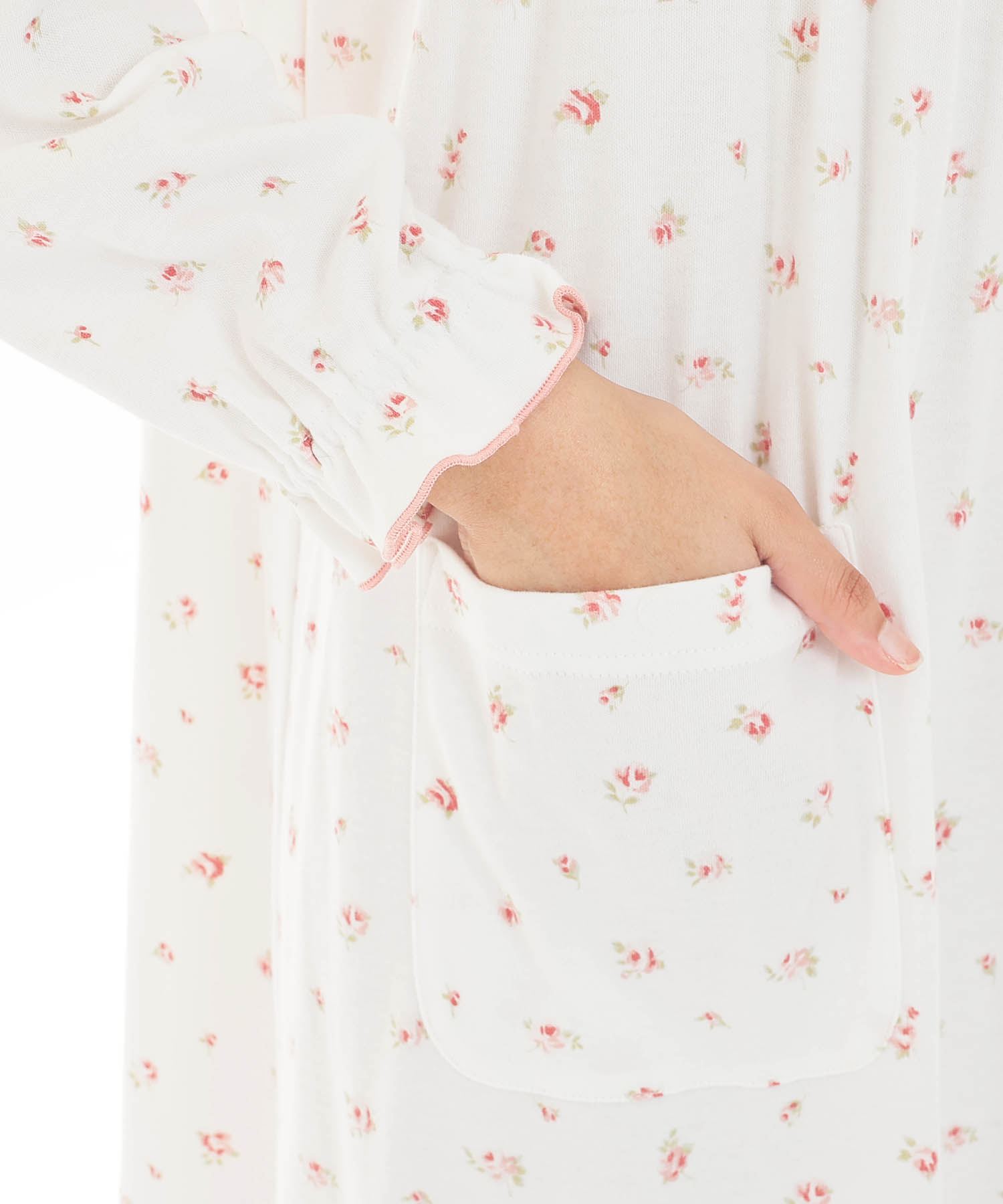 スムース小花ワンピース_パジャマ&ルームウェア-ワンピース・ネグリジェ_ホワイト_5