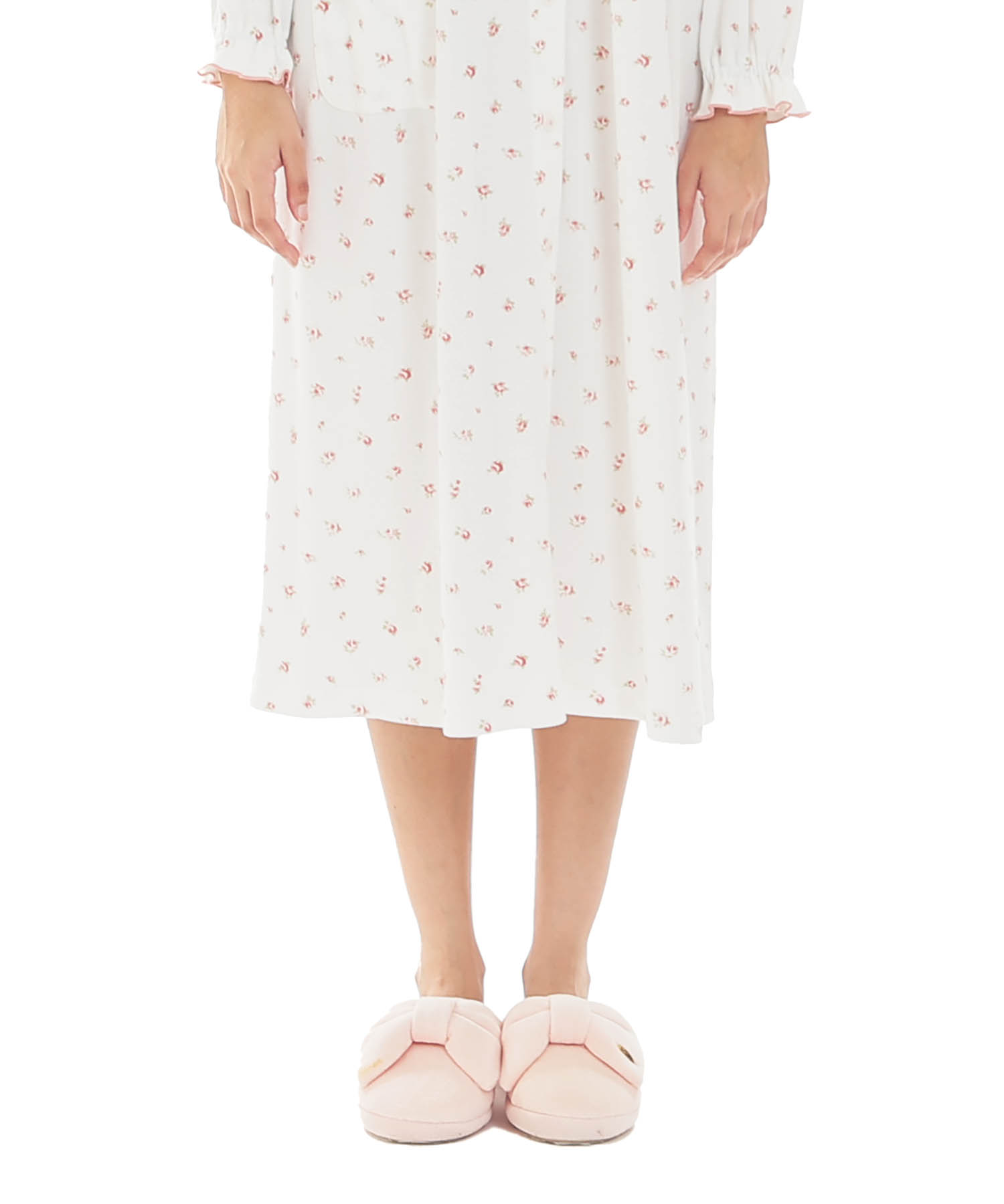 スムース小花ワンピース_パジャマ&ルームウェア-ワンピース・ネグリジェ_ホワイト_6