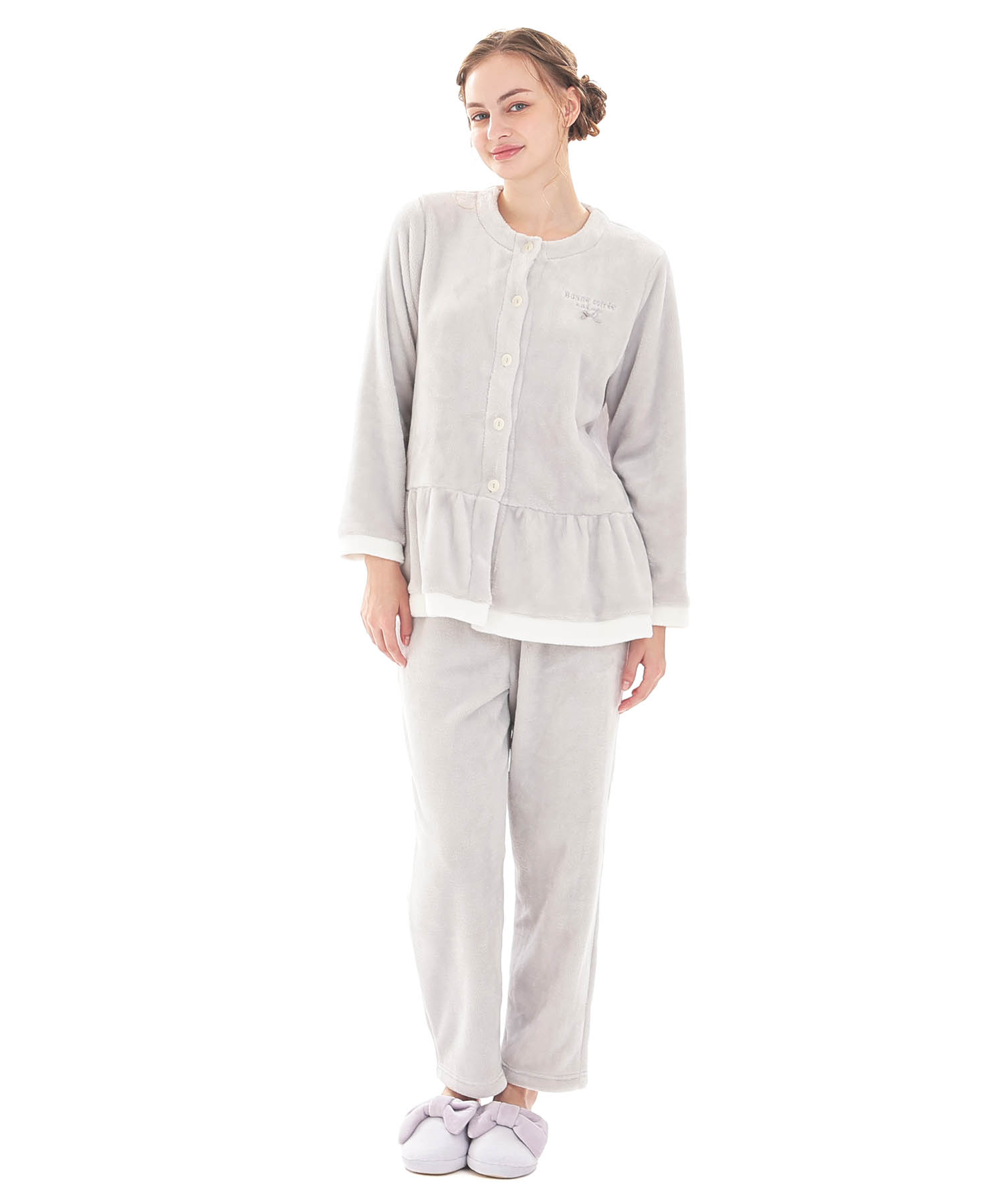 スノーパウダームジペプラムパジャマ_パジャマ&ルームウェア-セットアップ_グレー_1