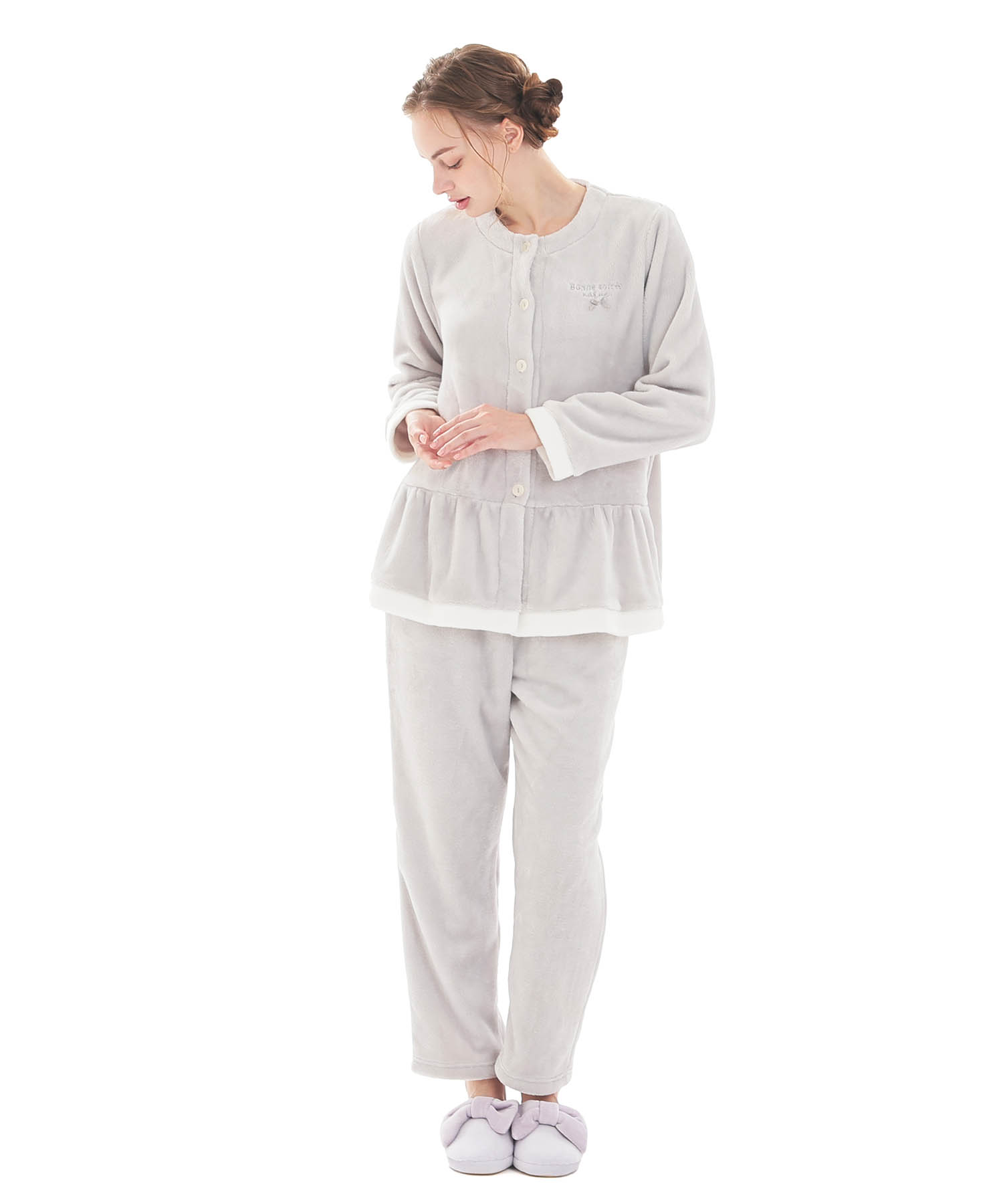 スノーパウダームジペプラムパジャマ_パジャマ&ルームウェア-セットアップ_グレー_2