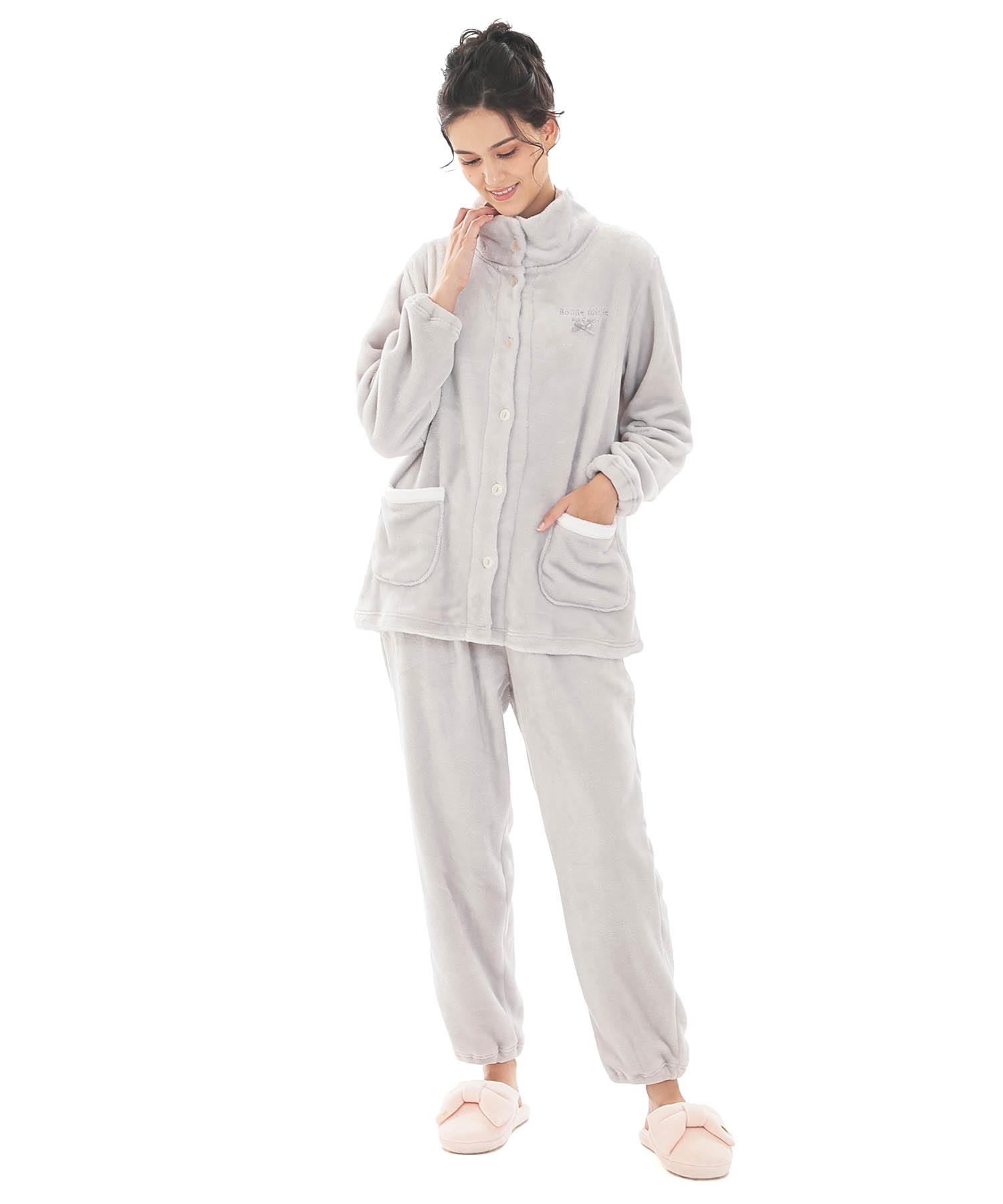 スノーパウダームジスタンドカラーパジャマ_パジャマ&ルームウェア-セットアップ_グレー_1