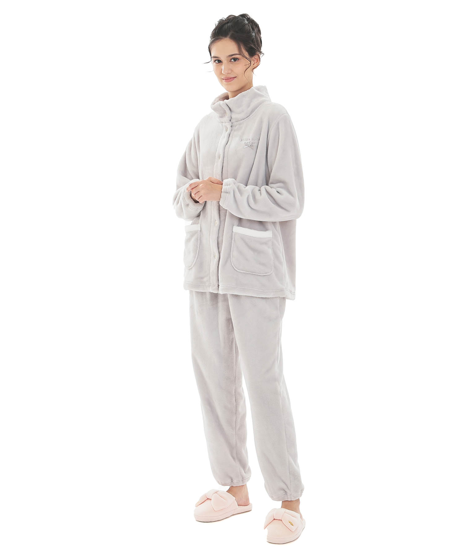 スノーパウダームジスタンドカラーパジャマ_パジャマ&ルームウェア-セットアップ_グレー_2