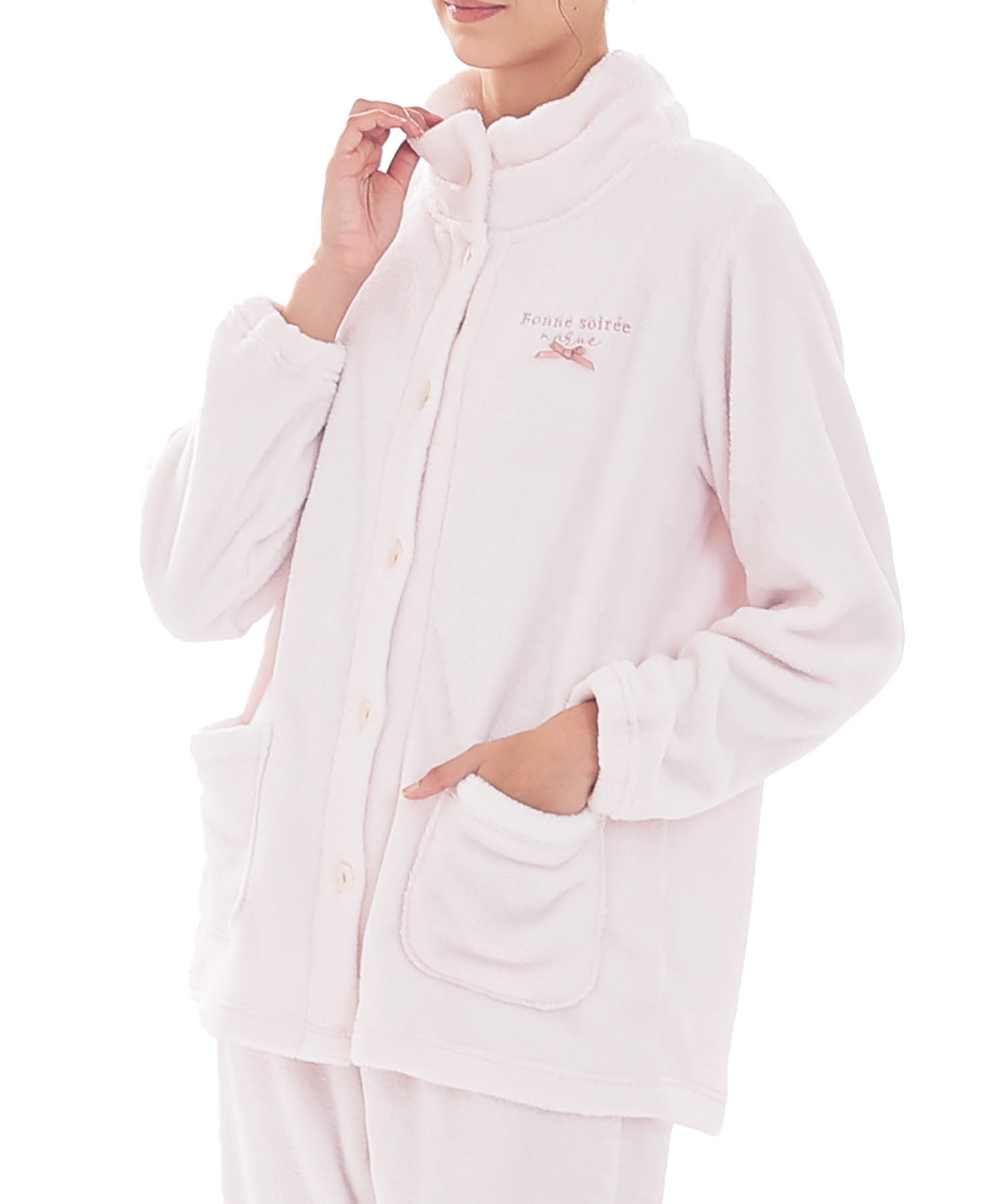 スノーパウダームジスタンドカラーパジャマ_パジャマ&ルームウェア-セットアップ_ピンク_0