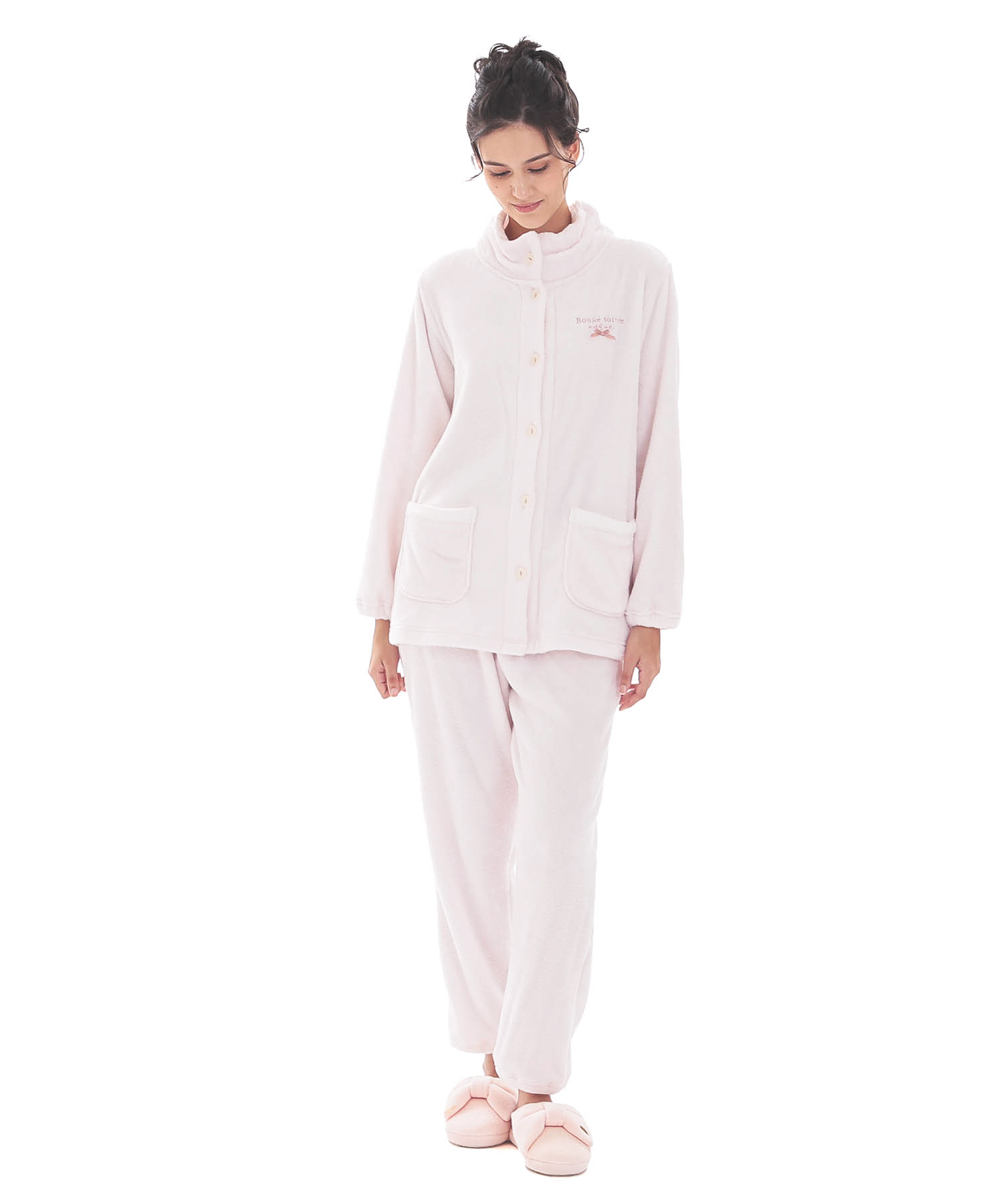 スノーパウダームジスタンドカラーパジャマ_パジャマ&ルームウェア-セットアップ_ピンク_1