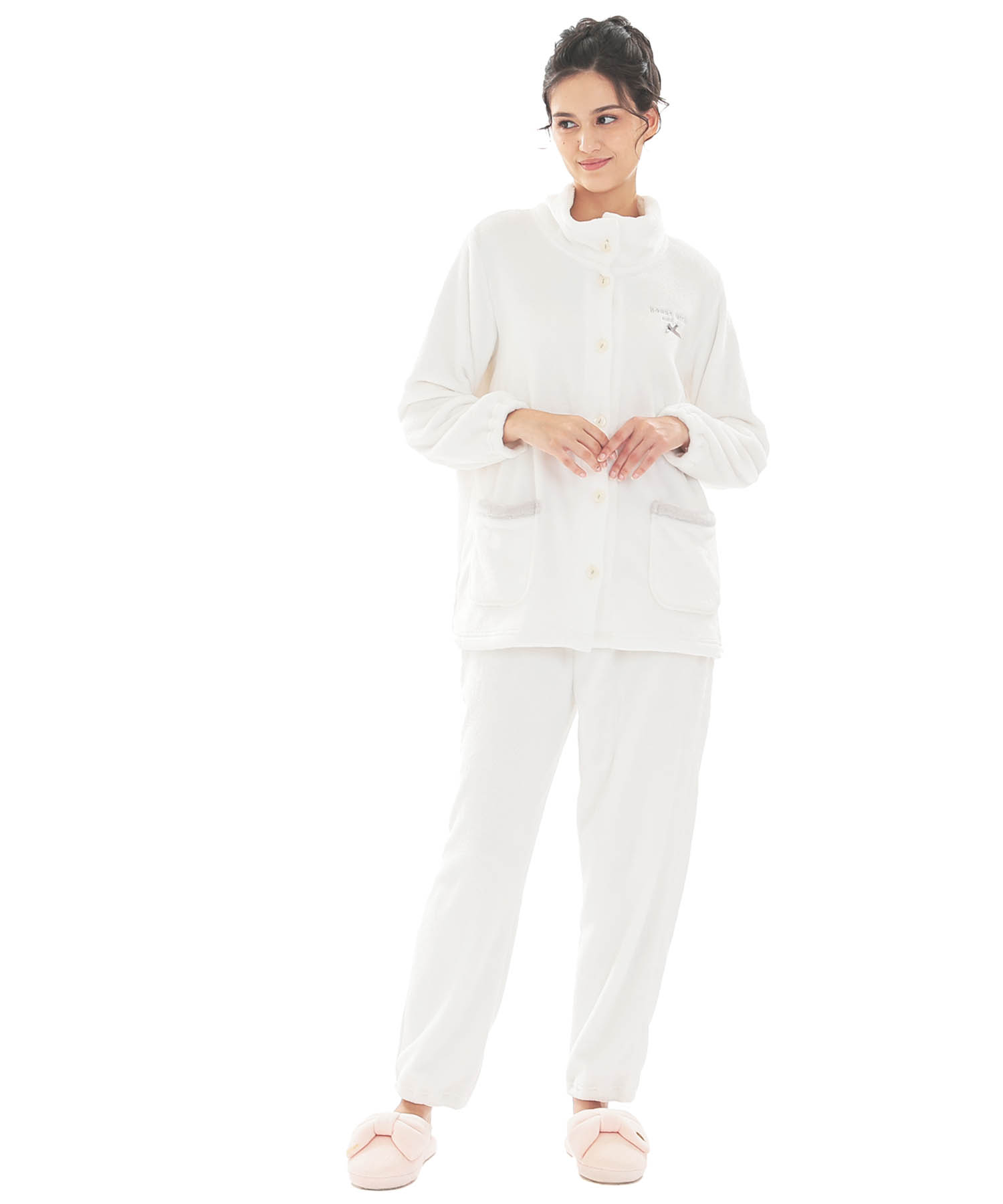 スノーパウダームジスタンドカラーパジャマ_パジャマ&ルームウェア-セットアップ_ホワイト_1