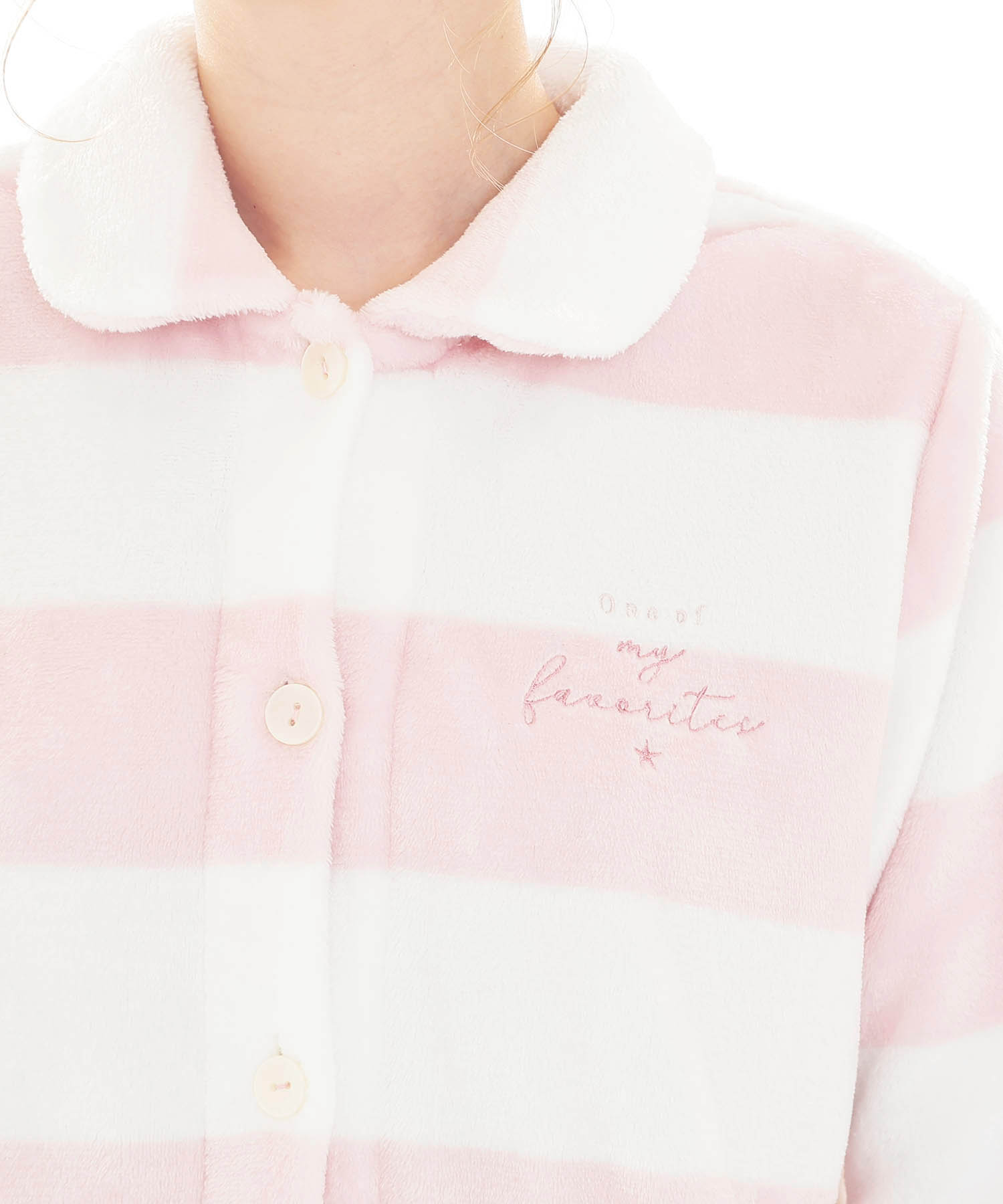 スノーパウダーボーダーシャツパジャマ_パジャマ&ルームウェア-セットアップ_ピンク_3