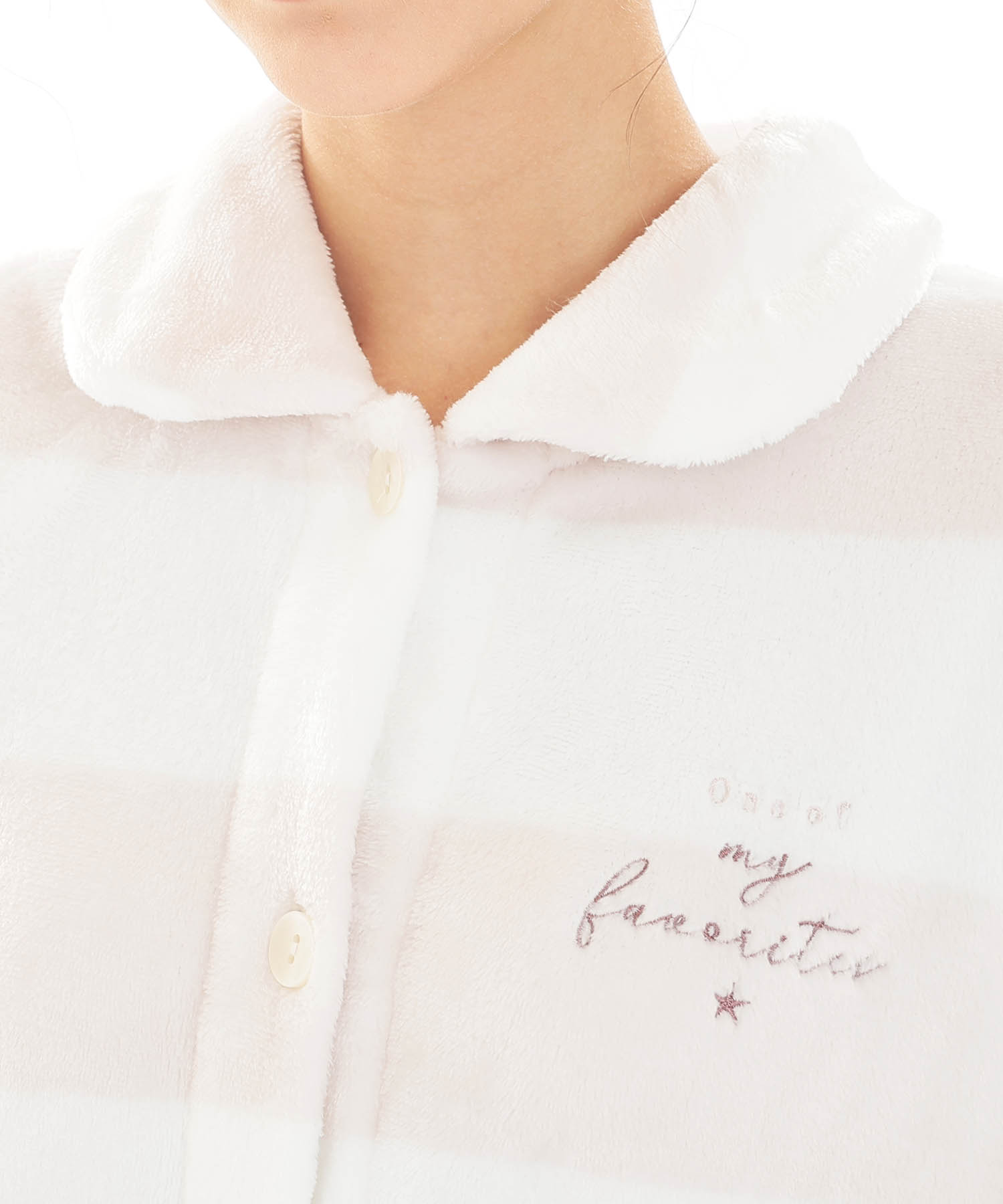 スノーパウダーボーダーシャツパジャマ_パジャマ&ルームウェア-セットアップ_ベージュ_3