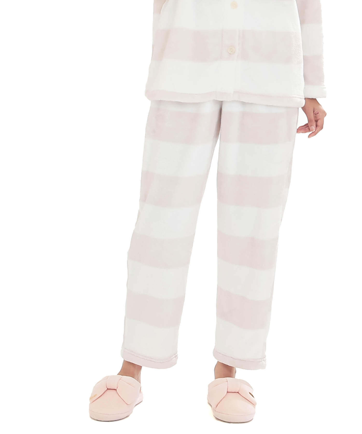 スノーパウダーボーダーシャツパジャマ_パジャマ&ルームウェア-セットアップ_ベージュ_4