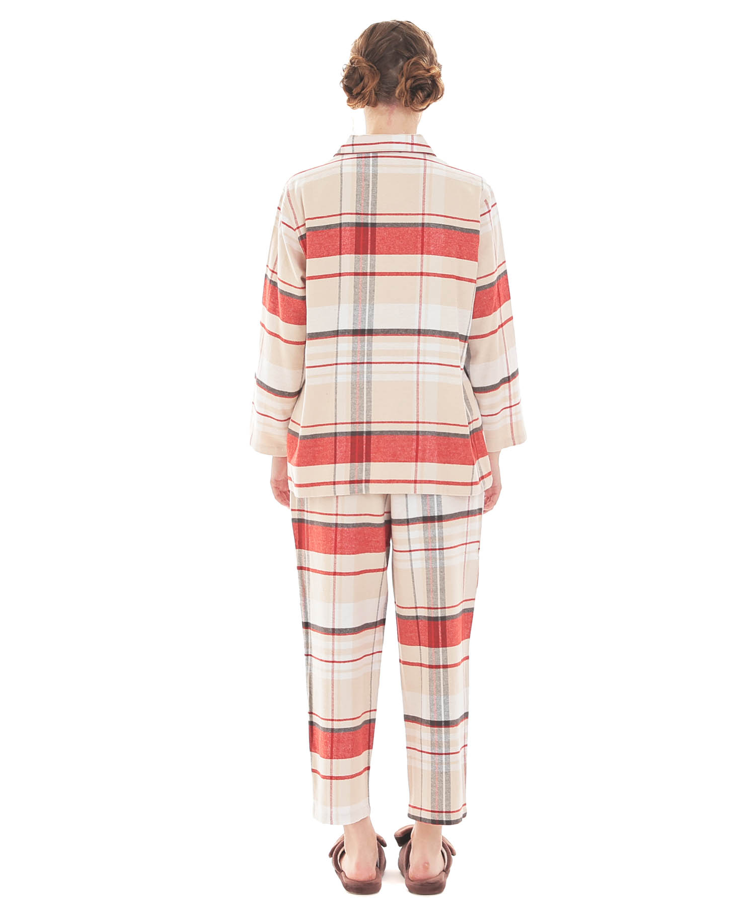 ビエラチェックシャツパジャマ_パジャマ&ルームウェア-セットアップ_ベージュ_6