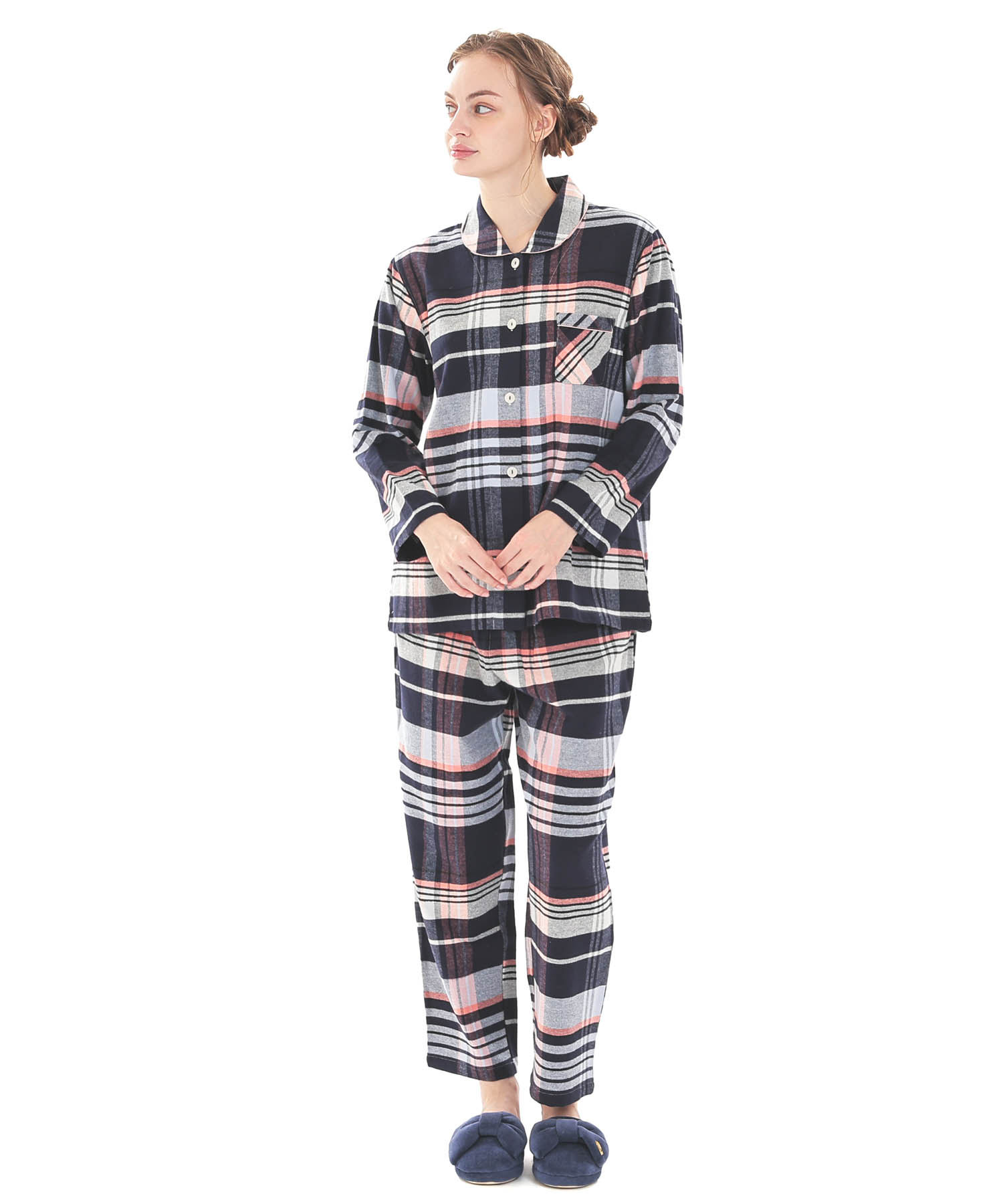 ビエラチェックシャツパジャマ_パジャマ&ルームウェア-セットアップ_ネイビー_2