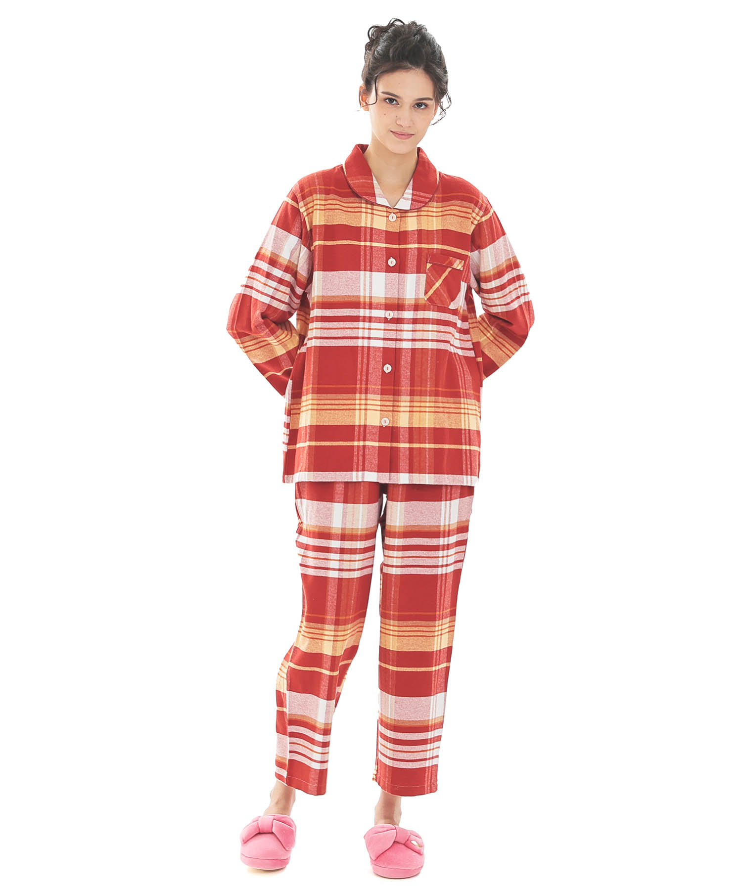 ビエラチェックシャツパジャマ_パジャマ&ルームウェア-セットアップ_レッド_1