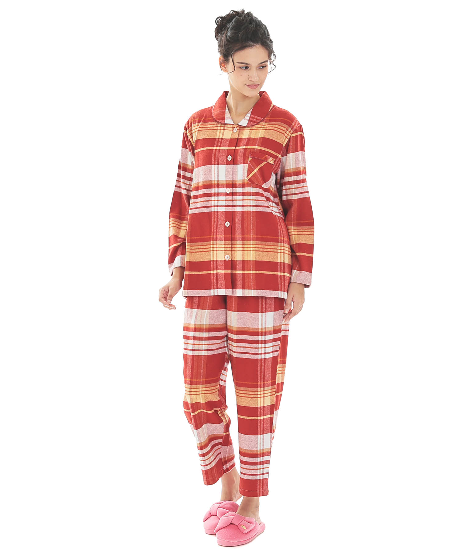 ビエラチェックシャツパジャマ_パジャマ&ルームウェア-セットアップ_レッド_2