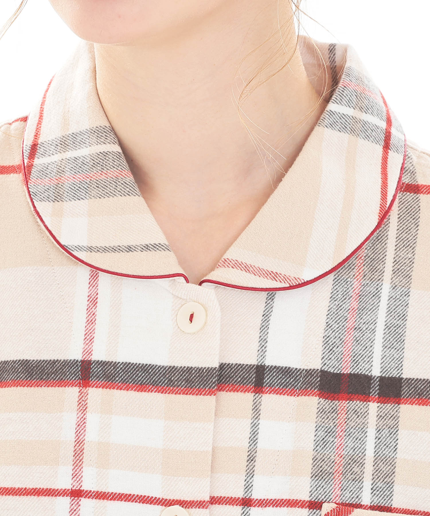 ビエラチェックシャツパジャマ_パジャマ&ルームウェア-セットアップ_ベージュ_3