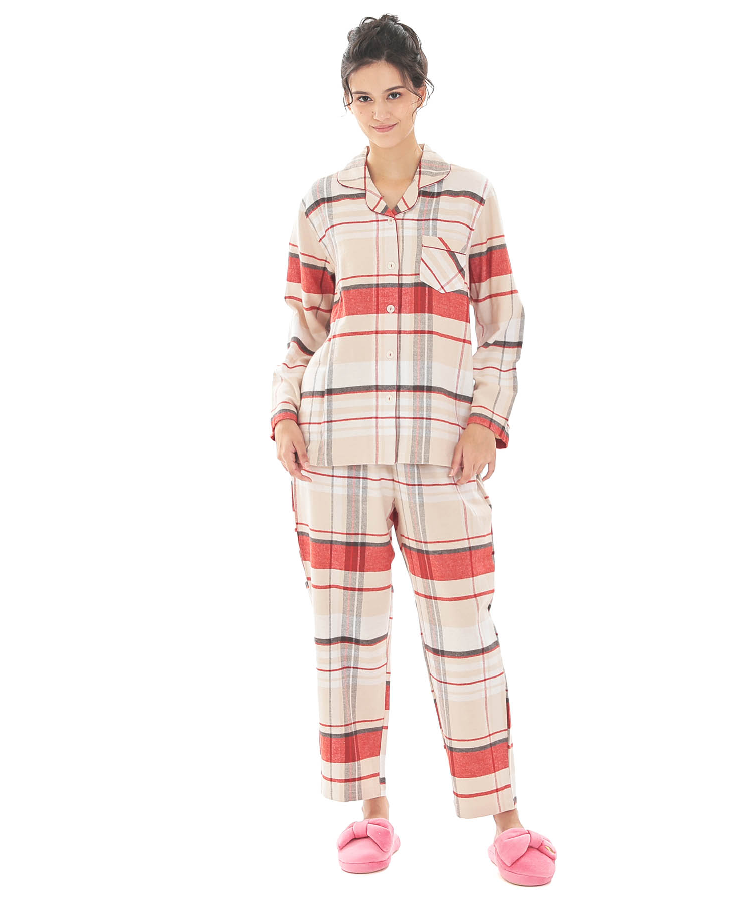 ビエラチェックテーラードパジャマ_パジャマ&ルームウェア-セットアップ_ベージュ_7