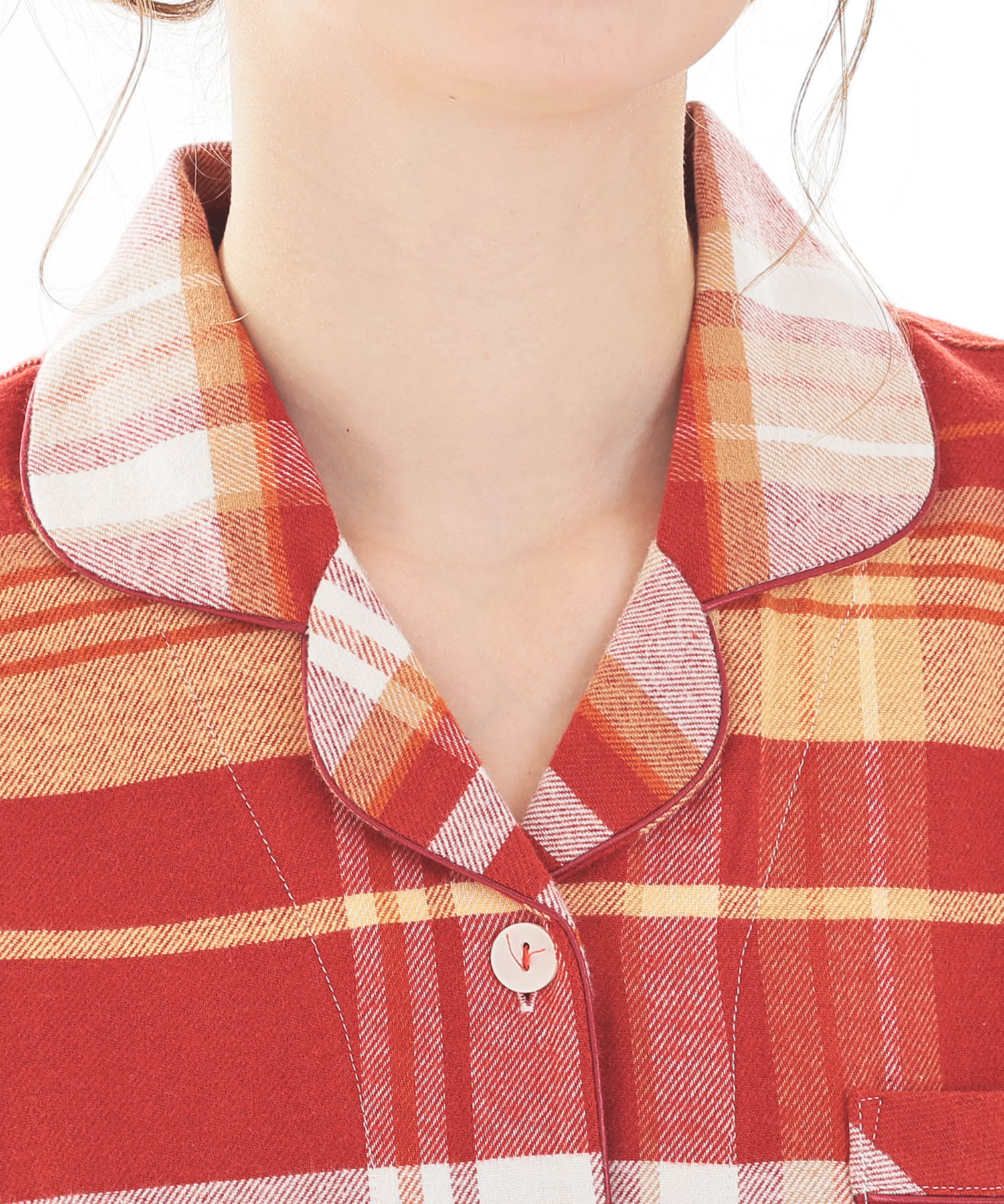 ビエラチェックテーラードパジャマ_パジャマ&ルームウェア-セットアップ_レッド_3