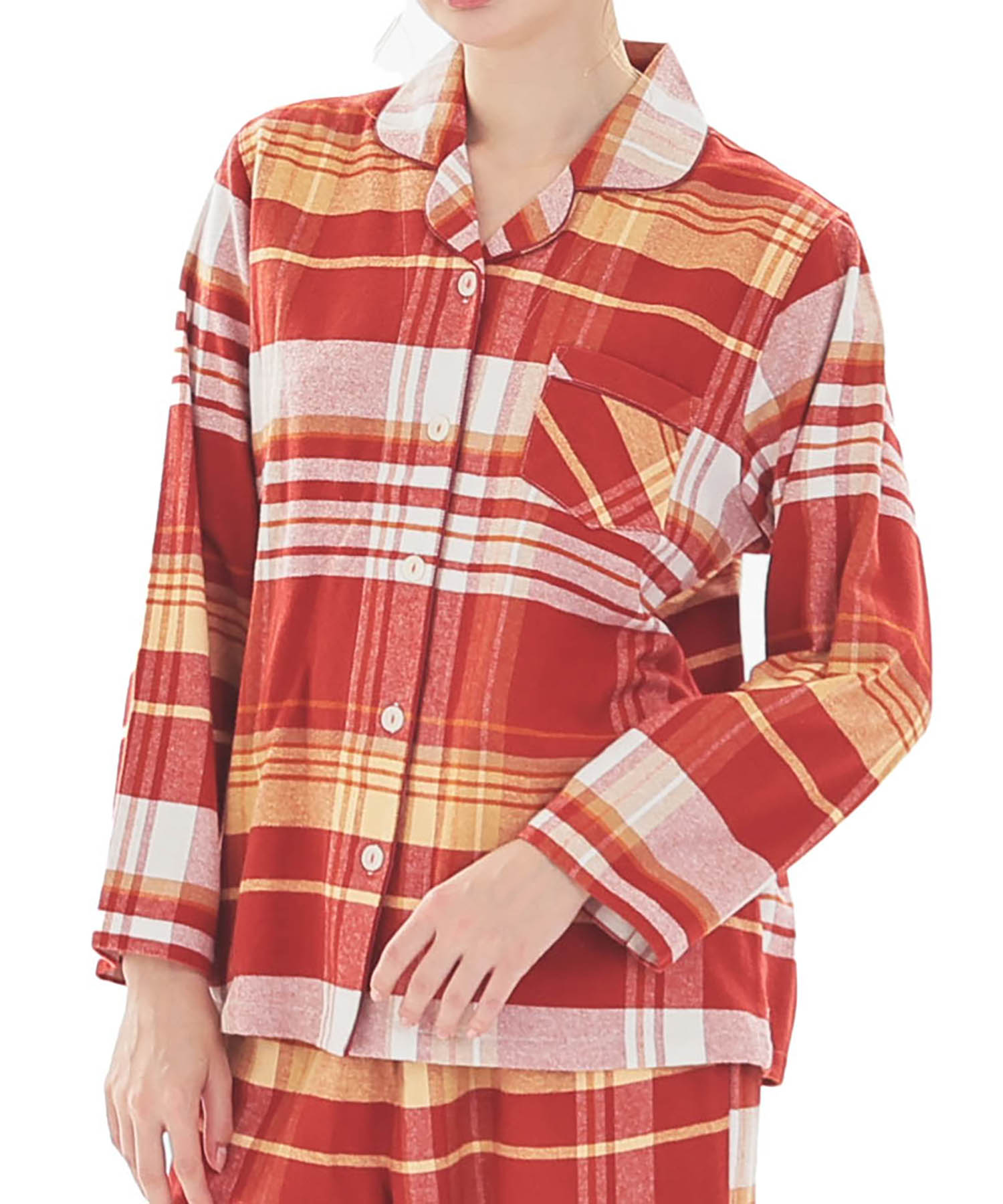 ビエラチェックテーラードパジャマ_パジャマ&ルームウェア-セットアップ_レッド_0