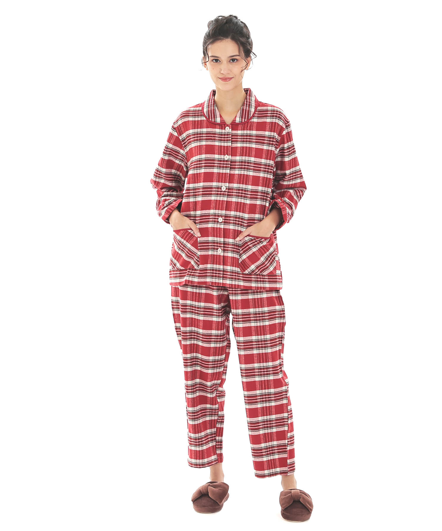 ビエラタータンチェックシャツパジャマ_パジャマ&ルームウェア-セットアップ_レッド_2