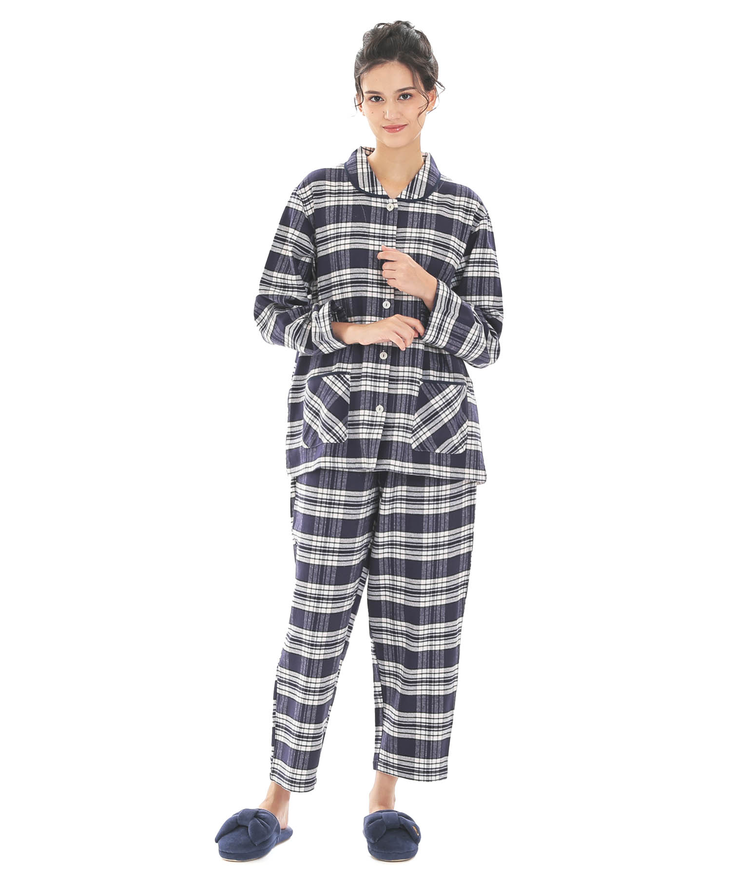 ビエラタータンチェックシャツパジャマ_パジャマ&ルームウェア-セットアップ_ネイビー_1
