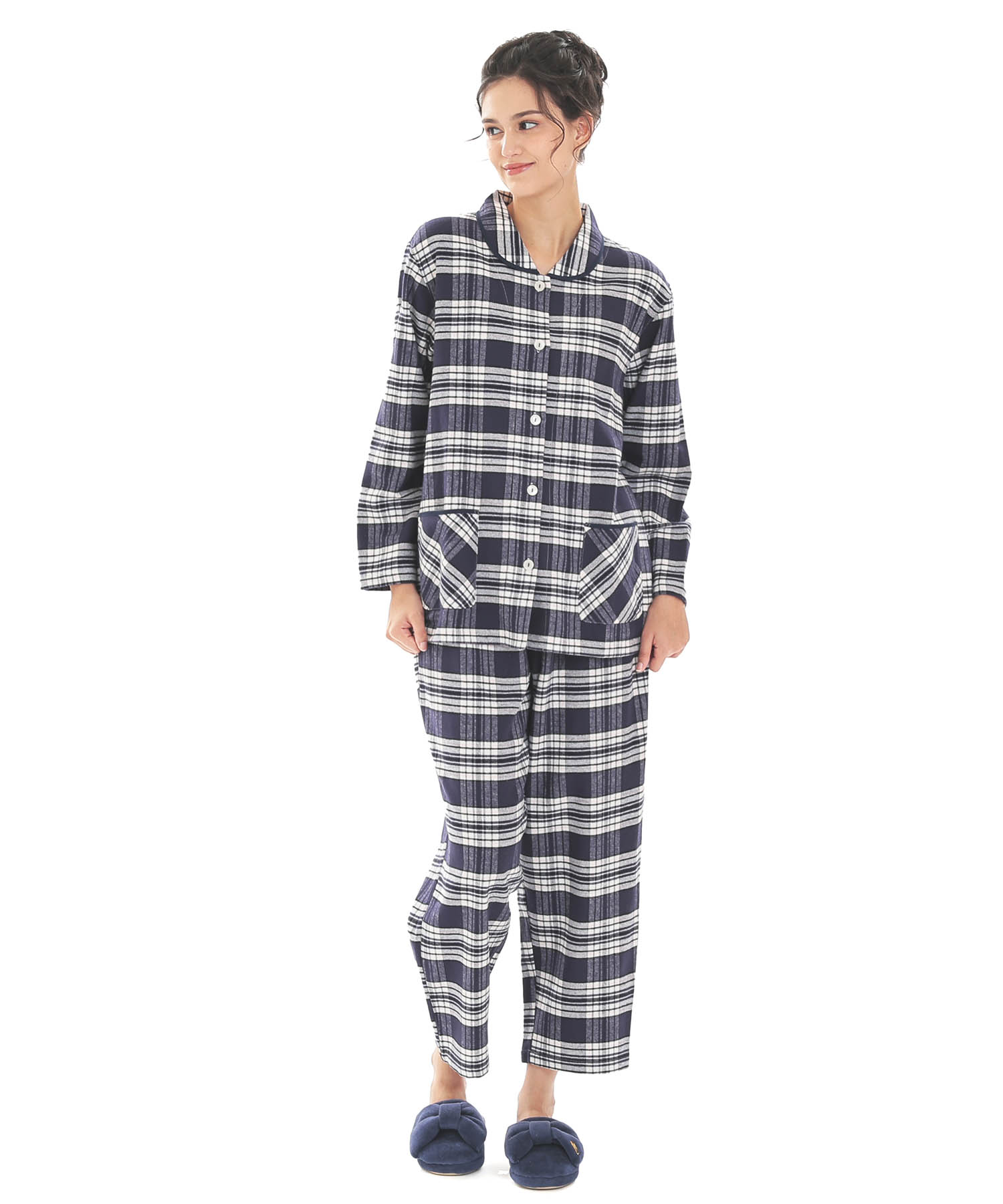 ビエラタータンチェックシャツパジャマ_パジャマ&ルームウェア-セットアップ_ネイビー_2