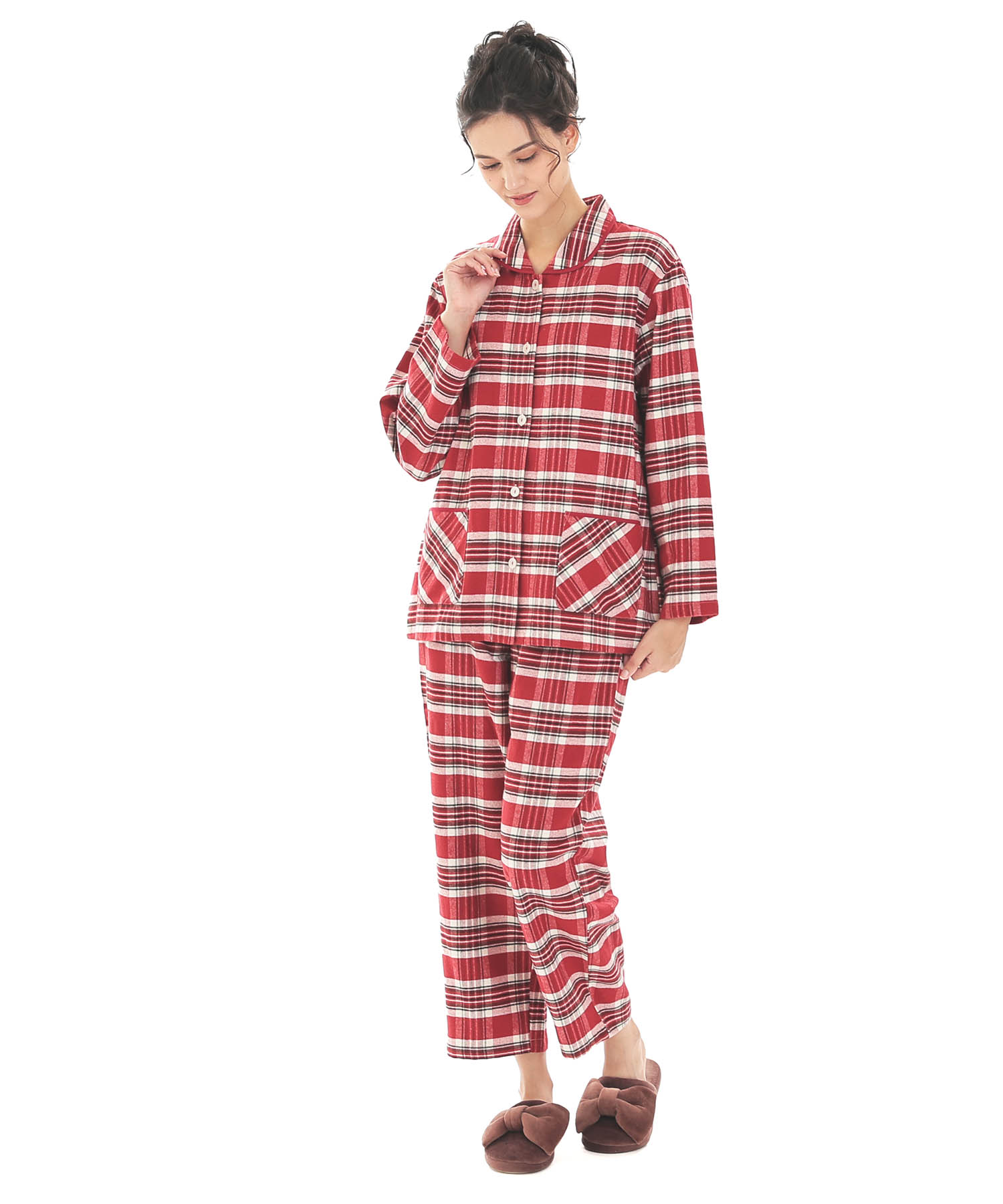 ビエラタータンチェックシャツパジャマ_パジャマ&ルームウェア-セットアップ_レッド_1