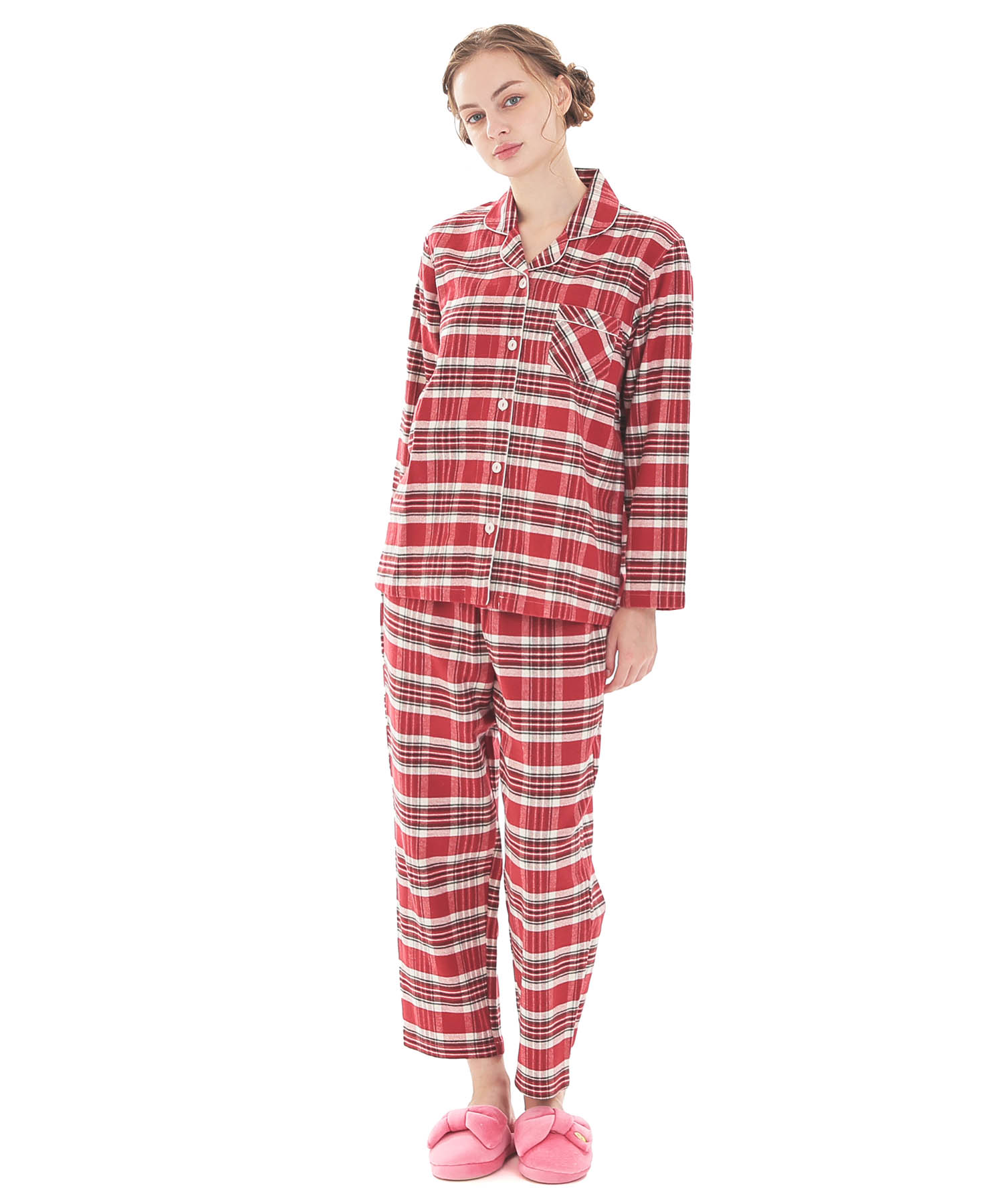 ビエラタータンチェックテーラードパジャマ_パジャマ&ルームウェア-セットアップ_レッド_2