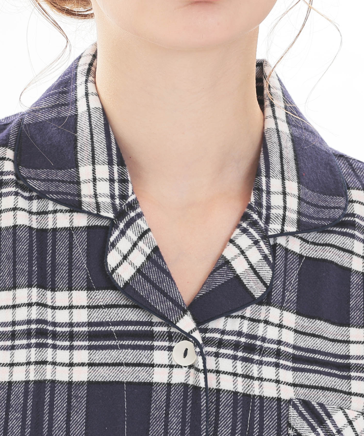 ビエラタータンチェックテーラードパジャマ_パジャマ&ルームウェア-セットアップ_ネイビー_3