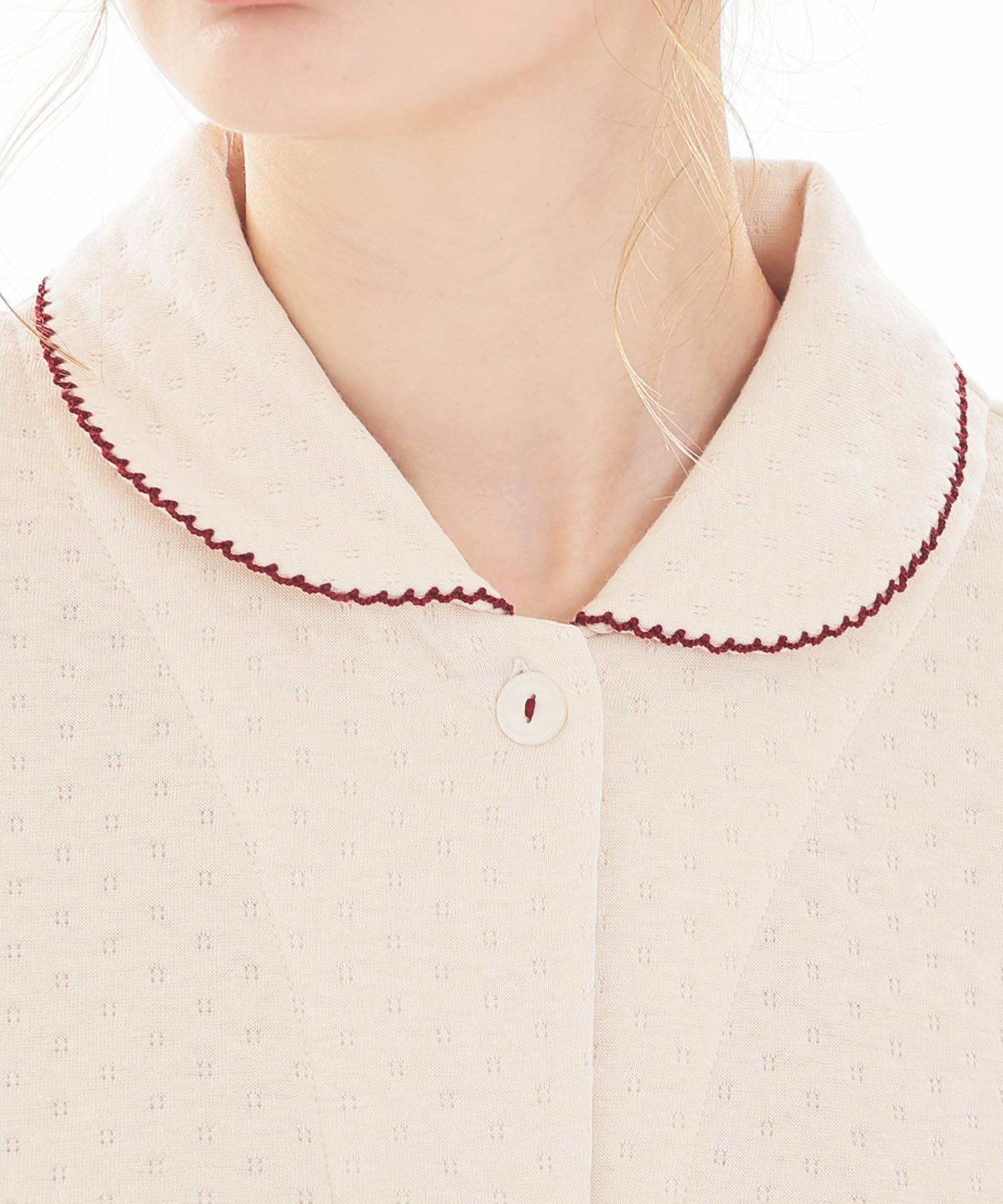 接結（綿入り）ムジシャツパジャマ_パジャマ&ルームウェア-セットアップ_アイボリー_3