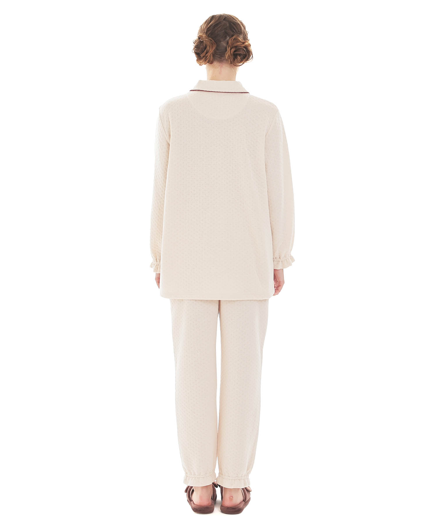 接結（綿入り）ムジシャツパジャマ_パジャマ&ルームウェア-セットアップ_アイボリー_7