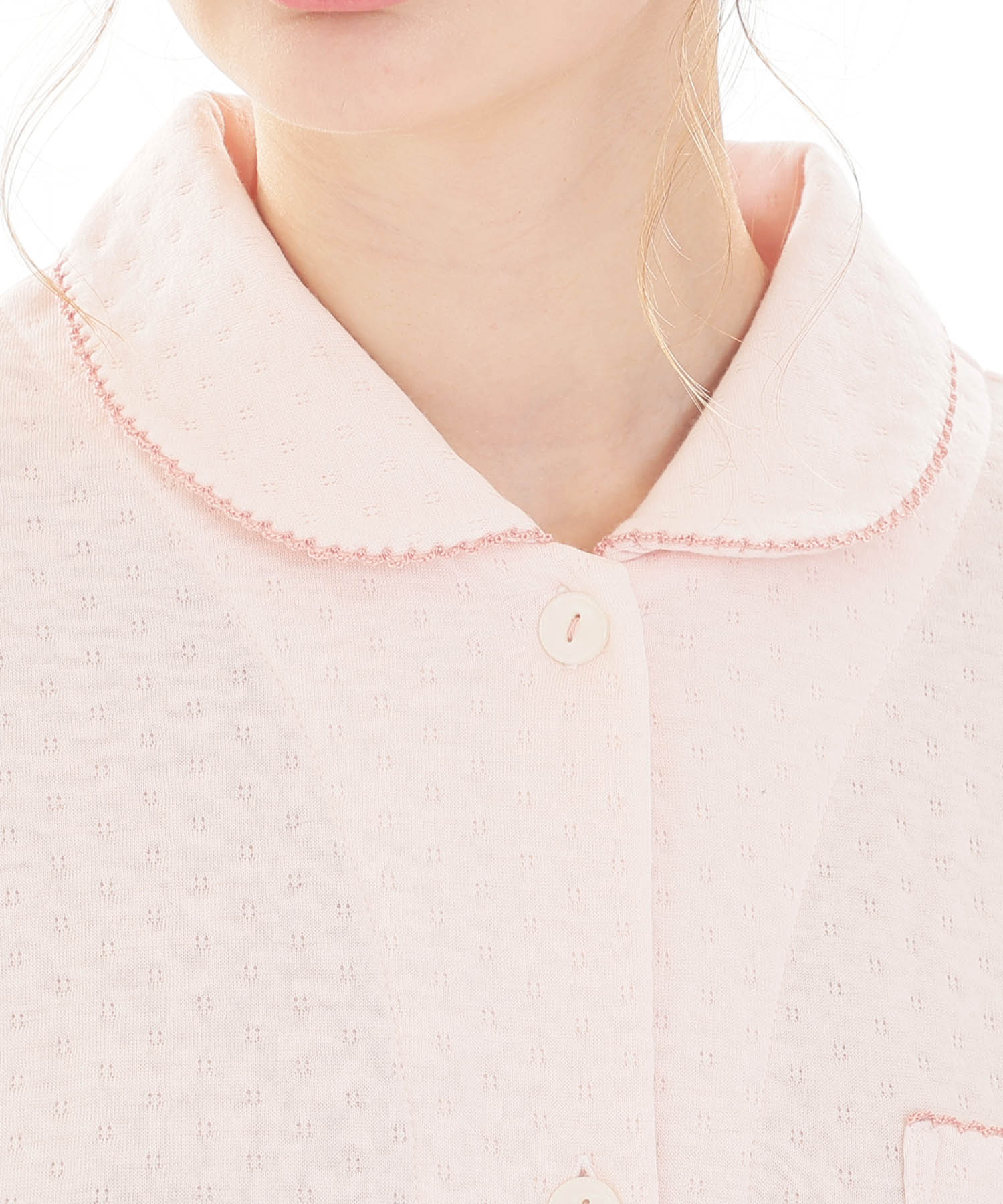 接結（綿入り）ムジシャツパジャマ_パジャマ&ルームウェア-セットアップ_ピンク_3