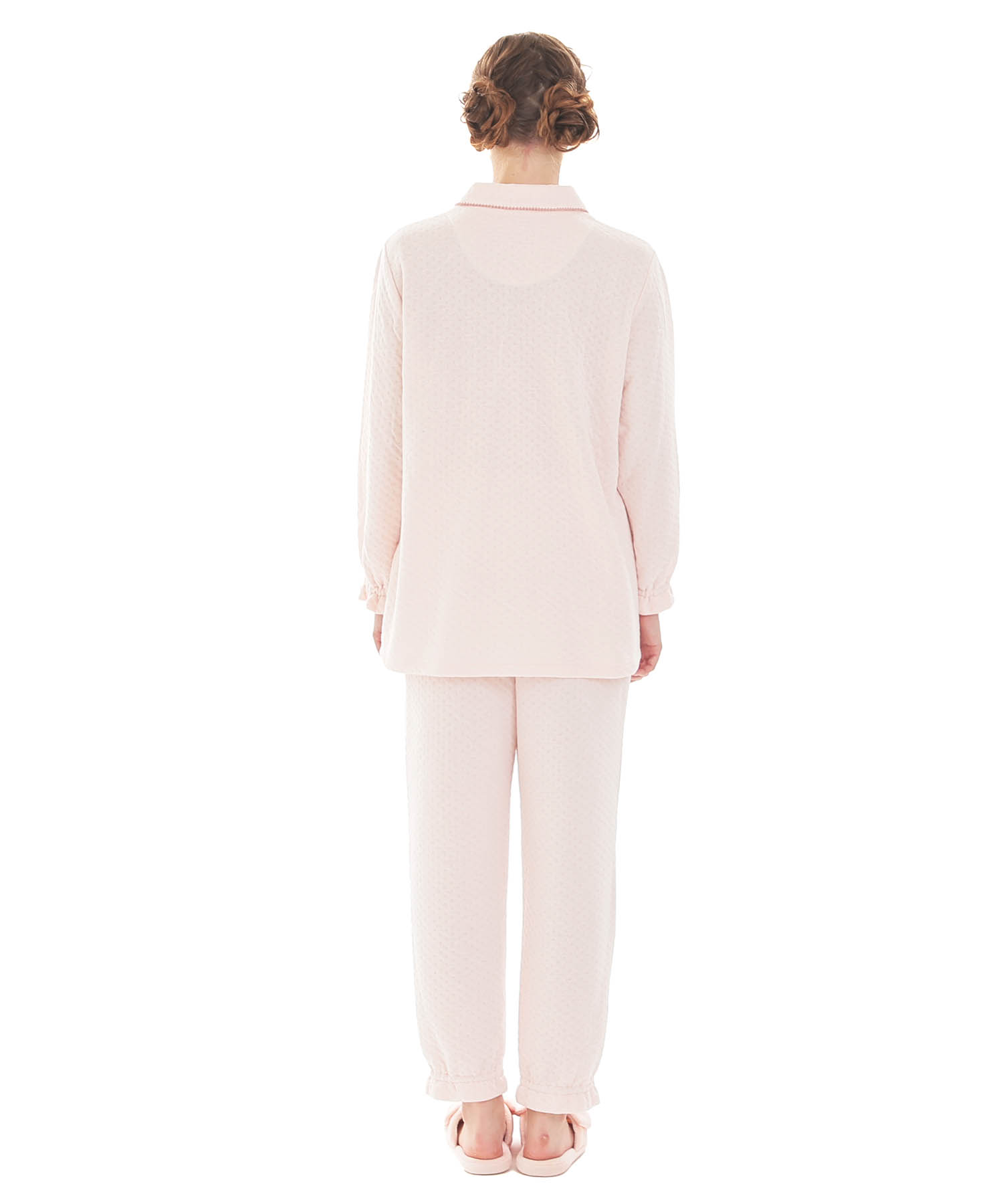 接結（綿入り）ムジシャツパジャマ_パジャマ&ルームウェア-セットアップ_ピンク_7
