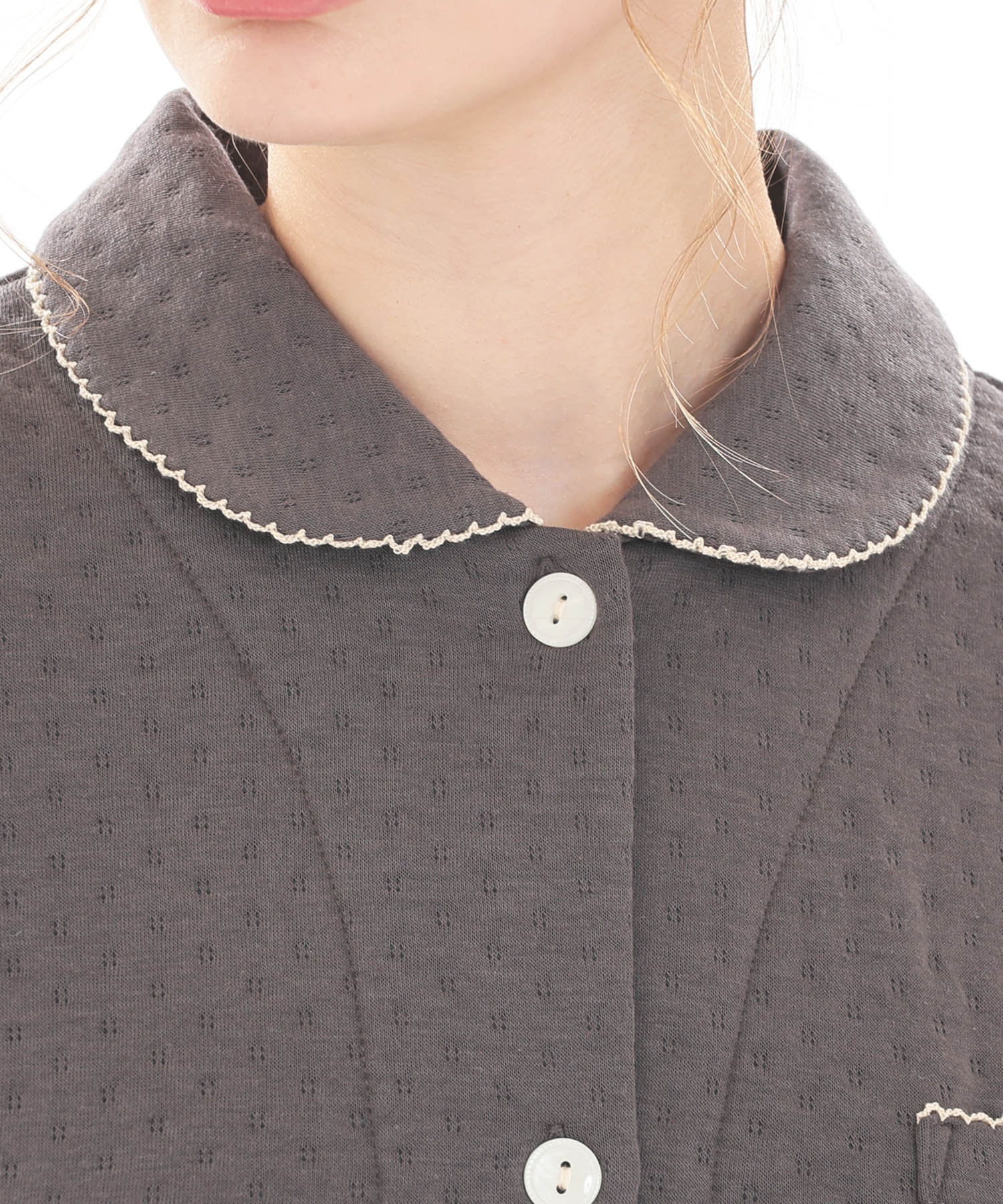 接結（綿入り）ムジシャツパジャマ_パジャマ&ルームウェア-セットアップ_チャコールグレー_3