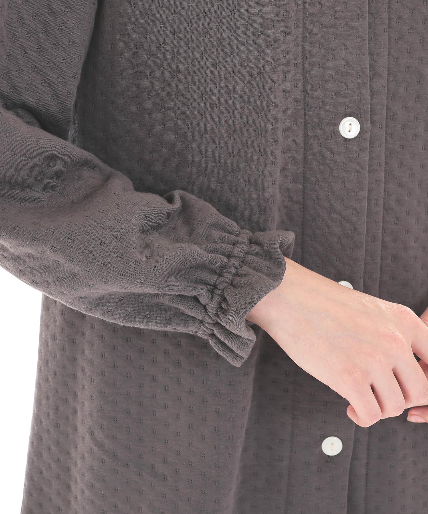 接結（綿入り）ムジシャツパジャマ_パジャマ&ルームウェア-セットアップ_チャコールグレー_5