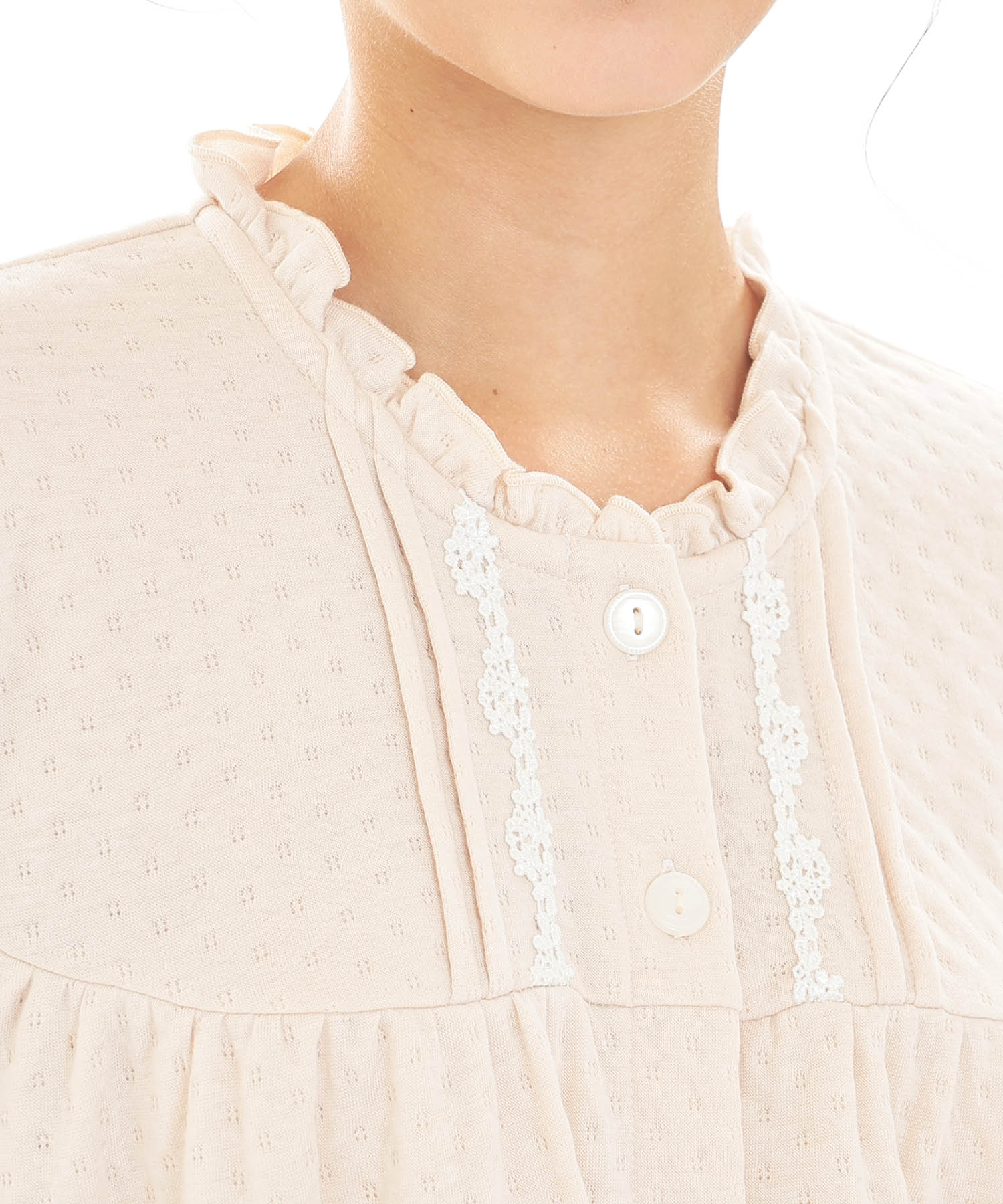 接結（綿入り）ムジフリルパジャマ_パジャマ&ルームウェア-セットアップ_アイボリー_3