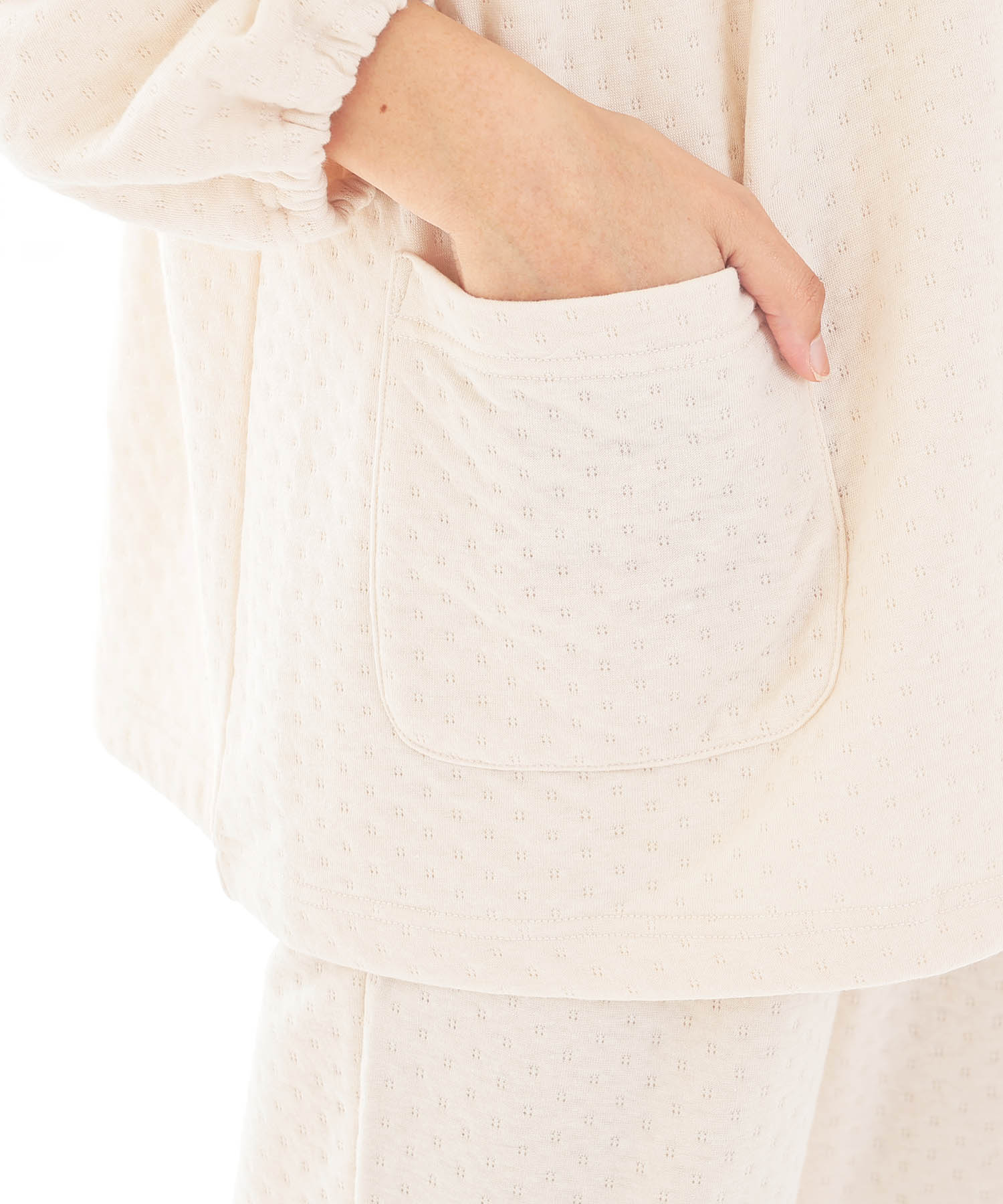 接結（綿入り）ムジフリルパジャマ_パジャマ&ルームウェア-セットアップ_アイボリー_4