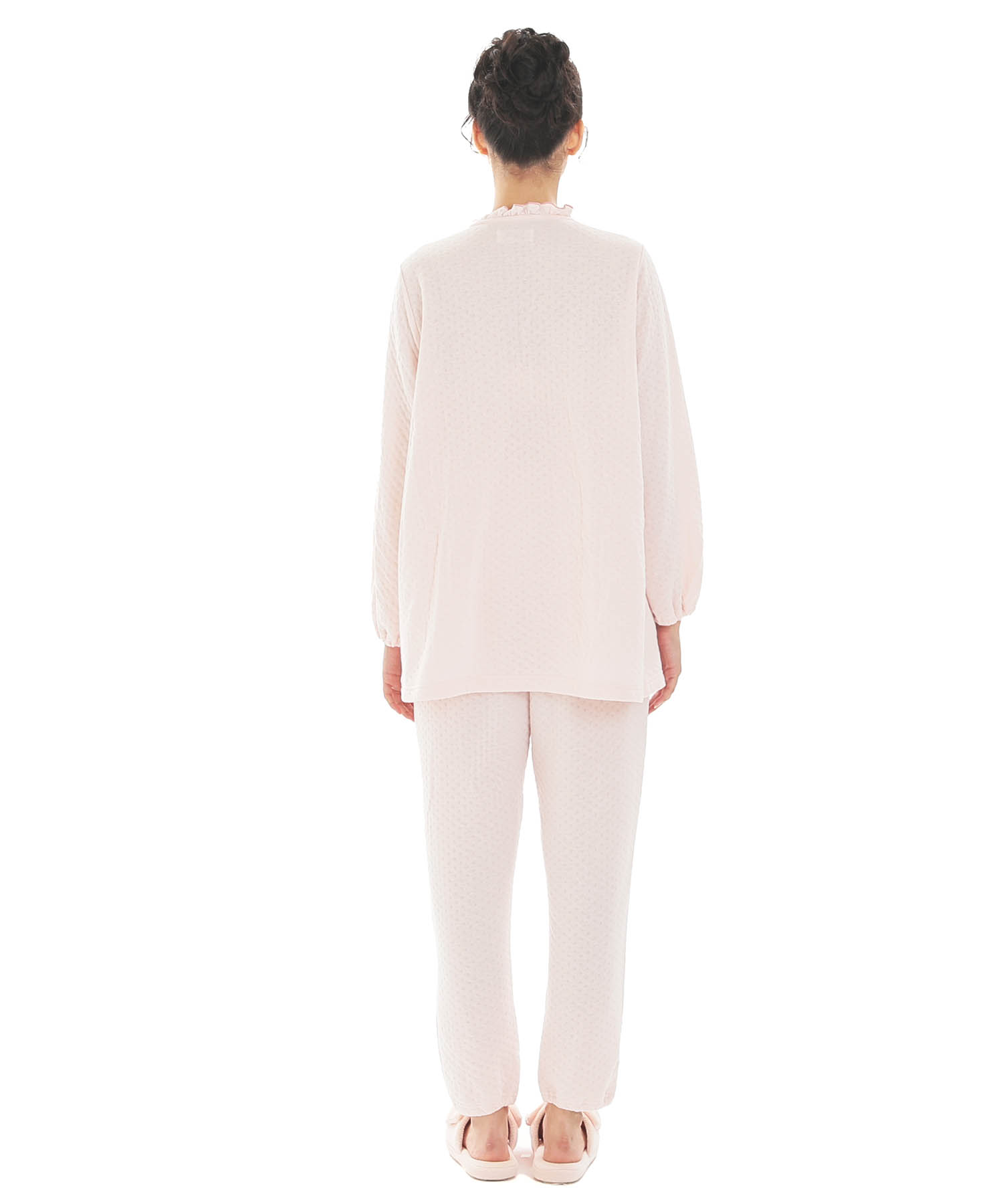 接結（綿入り）ムジフリルパジャマ_パジャマ&ルームウェア-セットアップ_ピンク_6