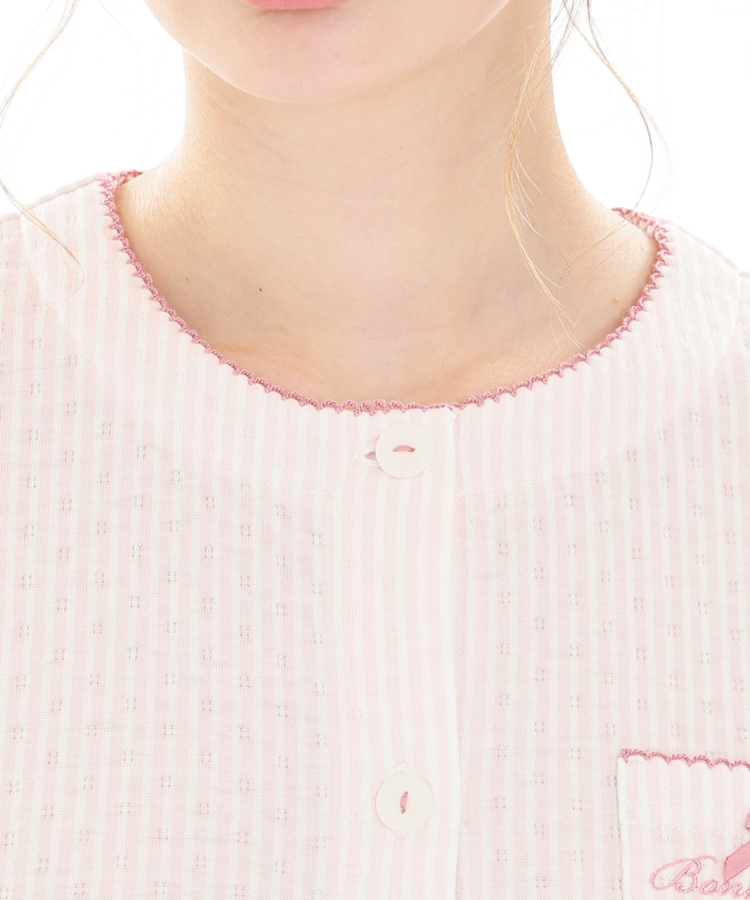 接結（綿入り）ストライプペプラムパジャマ_パジャマ&ルームウェア-セットアップ_ピンク_3