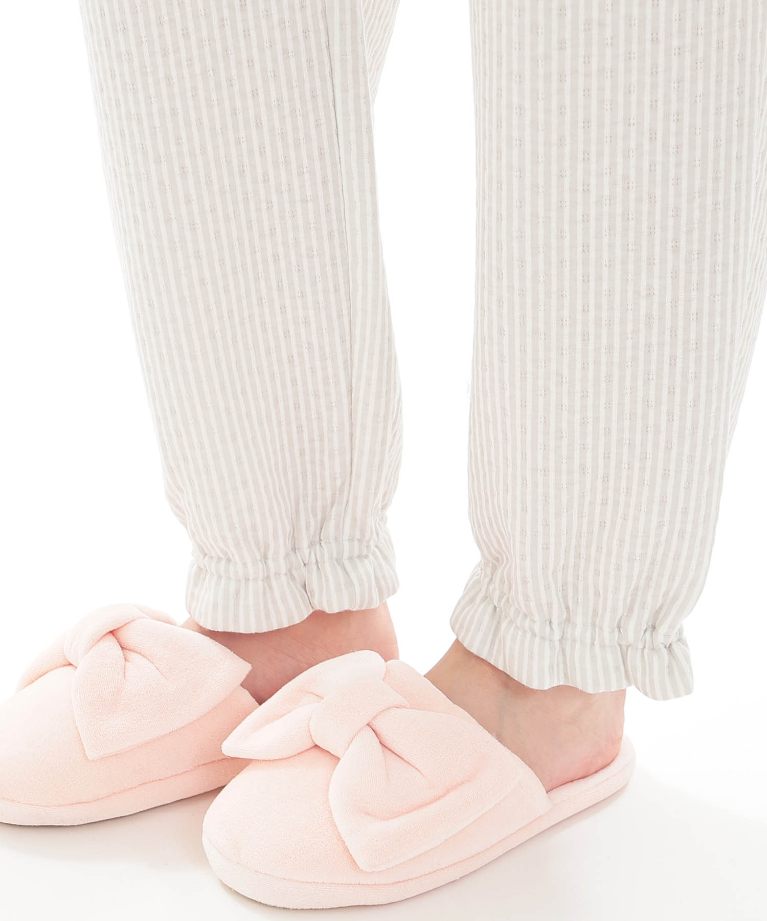 接結（綿入り）ストライプフリルパジャマ_パジャマ&ルームウェア-セットアップ_グレー_5