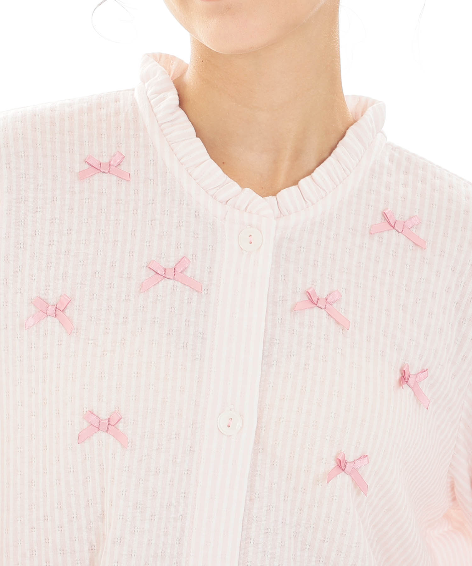 接結（綿入り）ストライプフリルパジャマ_パジャマ&ルームウェア-セットアップ_ピンク_9