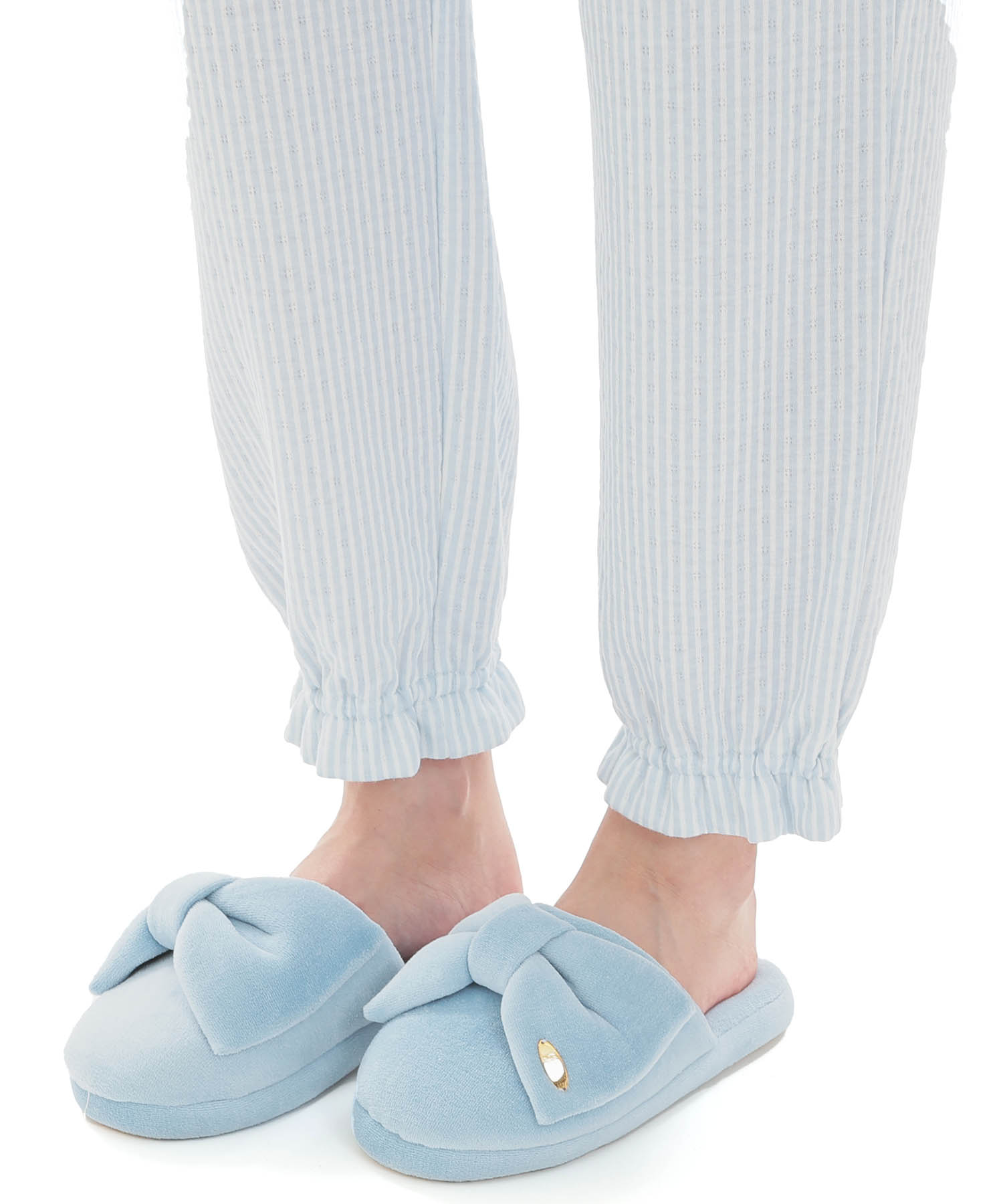 接結（綿入り）ストライプフリルパジャマ_パジャマ&ルームウェア-セットアップ_ブルー_5