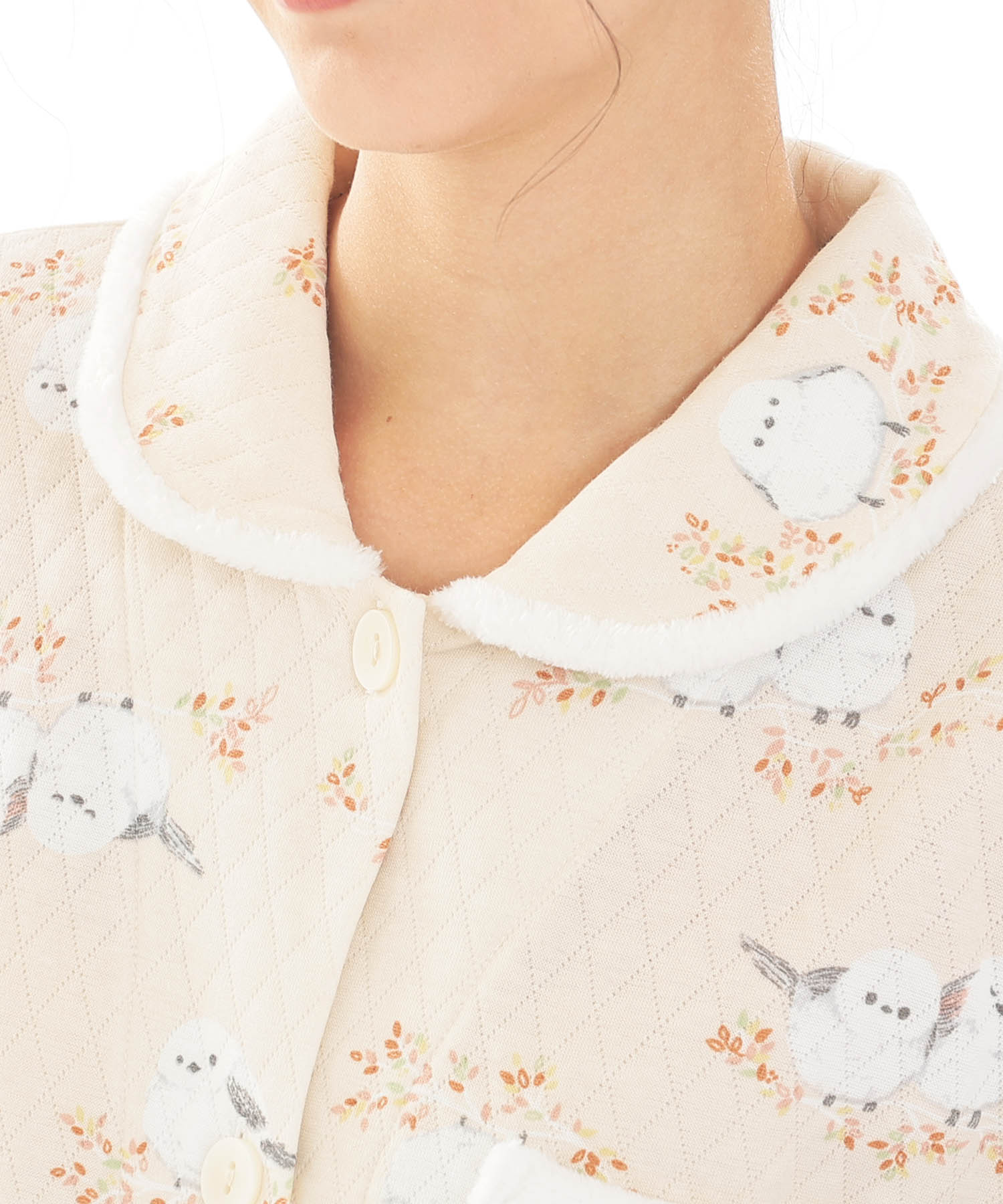  接結（綿入り）シマエナガシャツパジャマ_パジャマ&ルームウェア-セットアップ_オレンジ_3