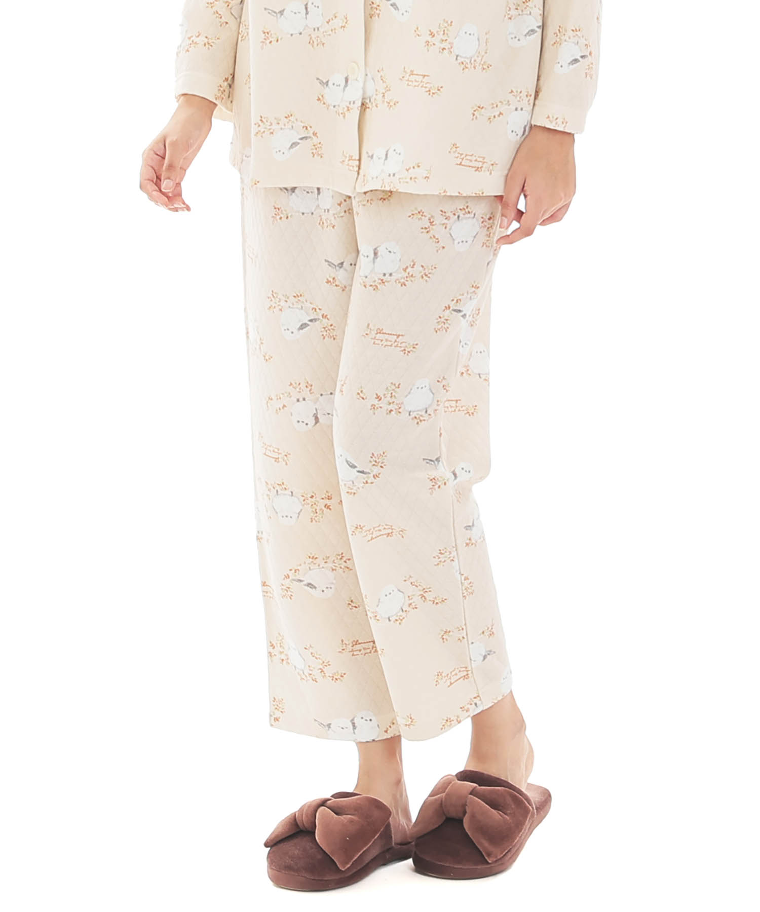  接結（綿入り）シマエナガシャツパジャマ_パジャマ&ルームウェア-セットアップ_オレンジ_5