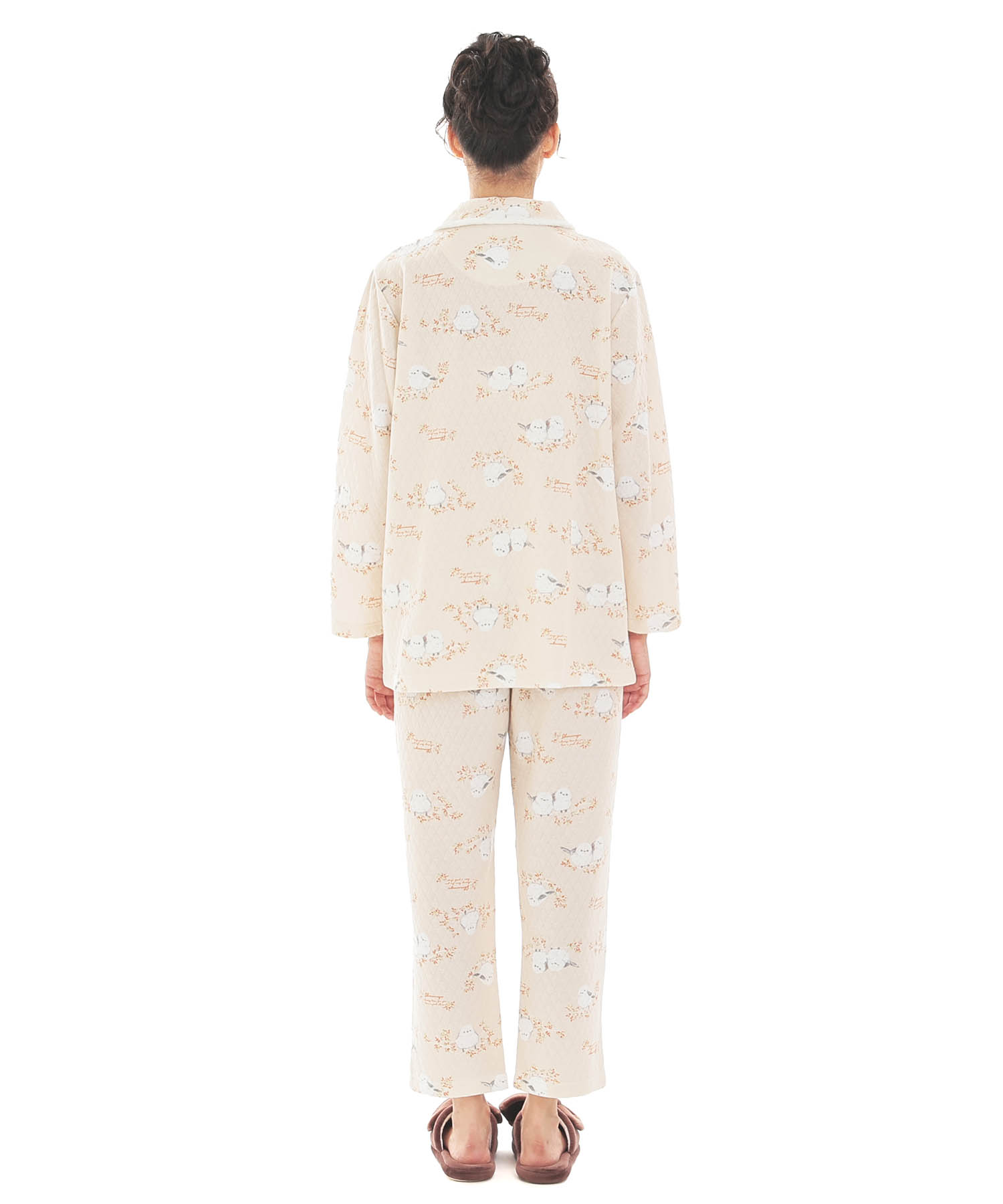  接結（綿入り）シマエナガシャツパジャマ_パジャマ&ルームウェア-セットアップ_オレンジ_6