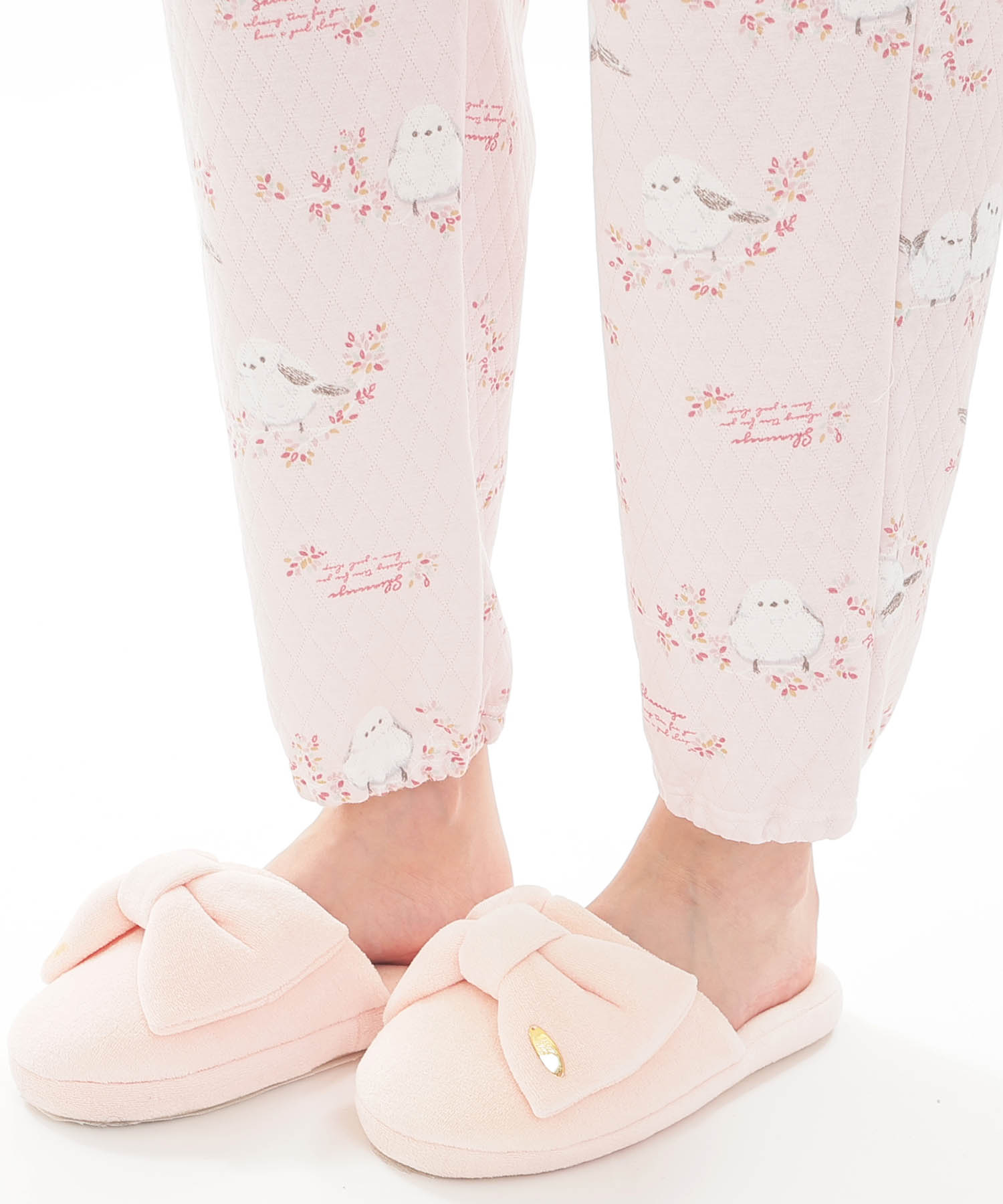 接結（綿入り）シマエナガスタンドカラーパジャマ_パジャマ&ルームウェア-セットアップ_ピンク_6