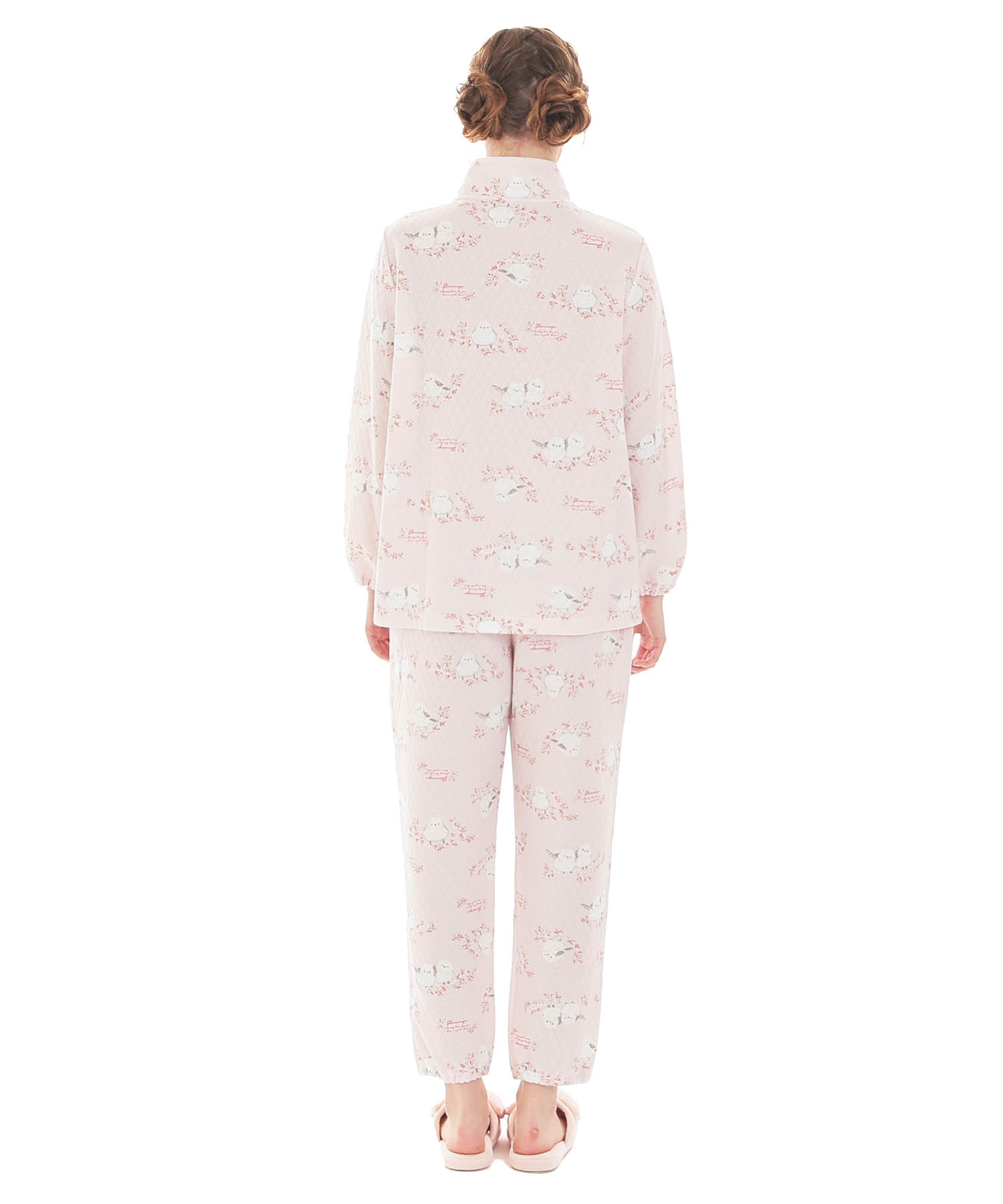 接結（綿入り）シマエナガスタンドカラーパジャマ_パジャマ&ルームウェア-セットアップ_ピンク_7