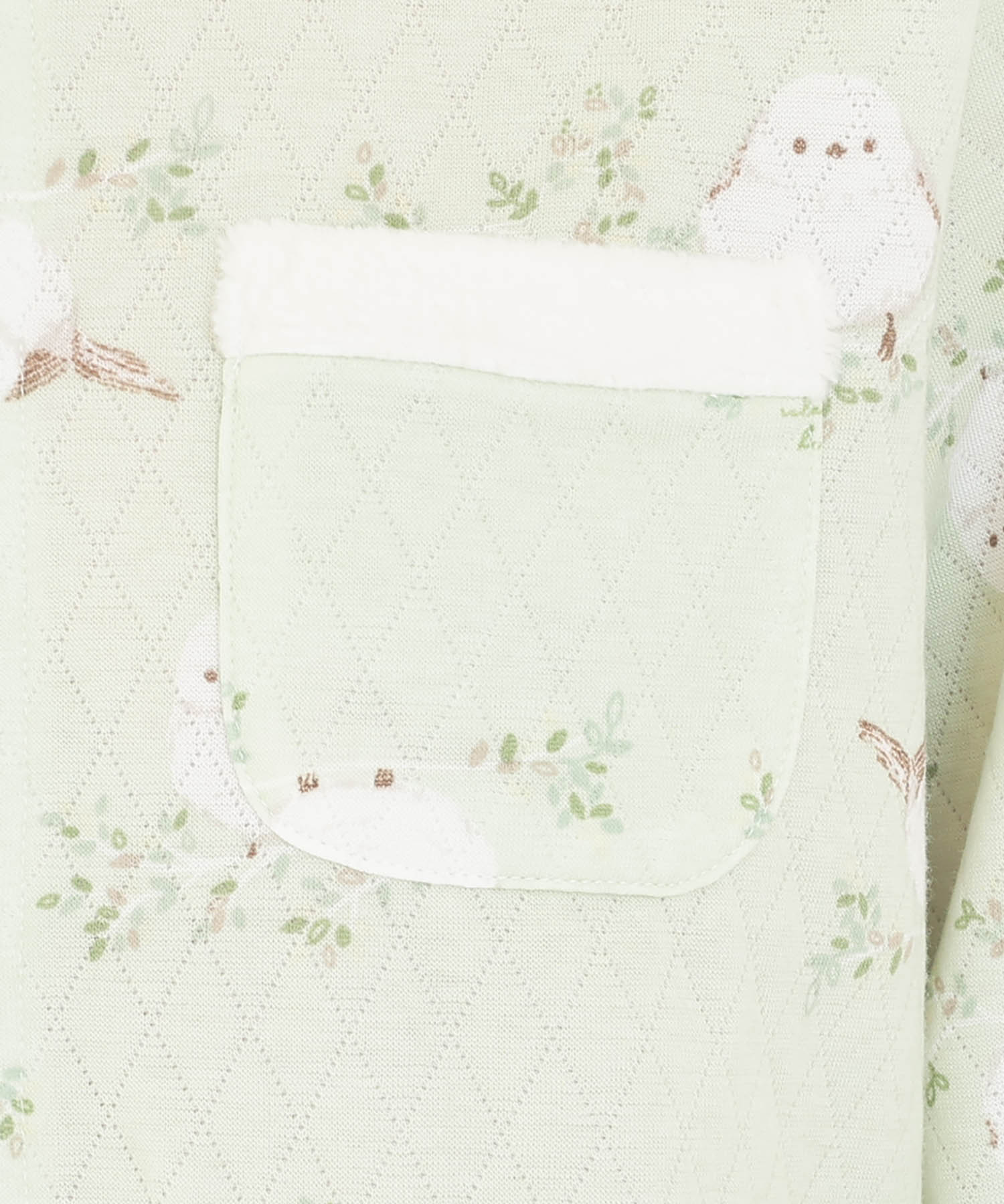 接結（綿入り）シマエナガスタンドカラーパジャマ_パジャマ&ルームウェア-セットアップ_グリーン_4