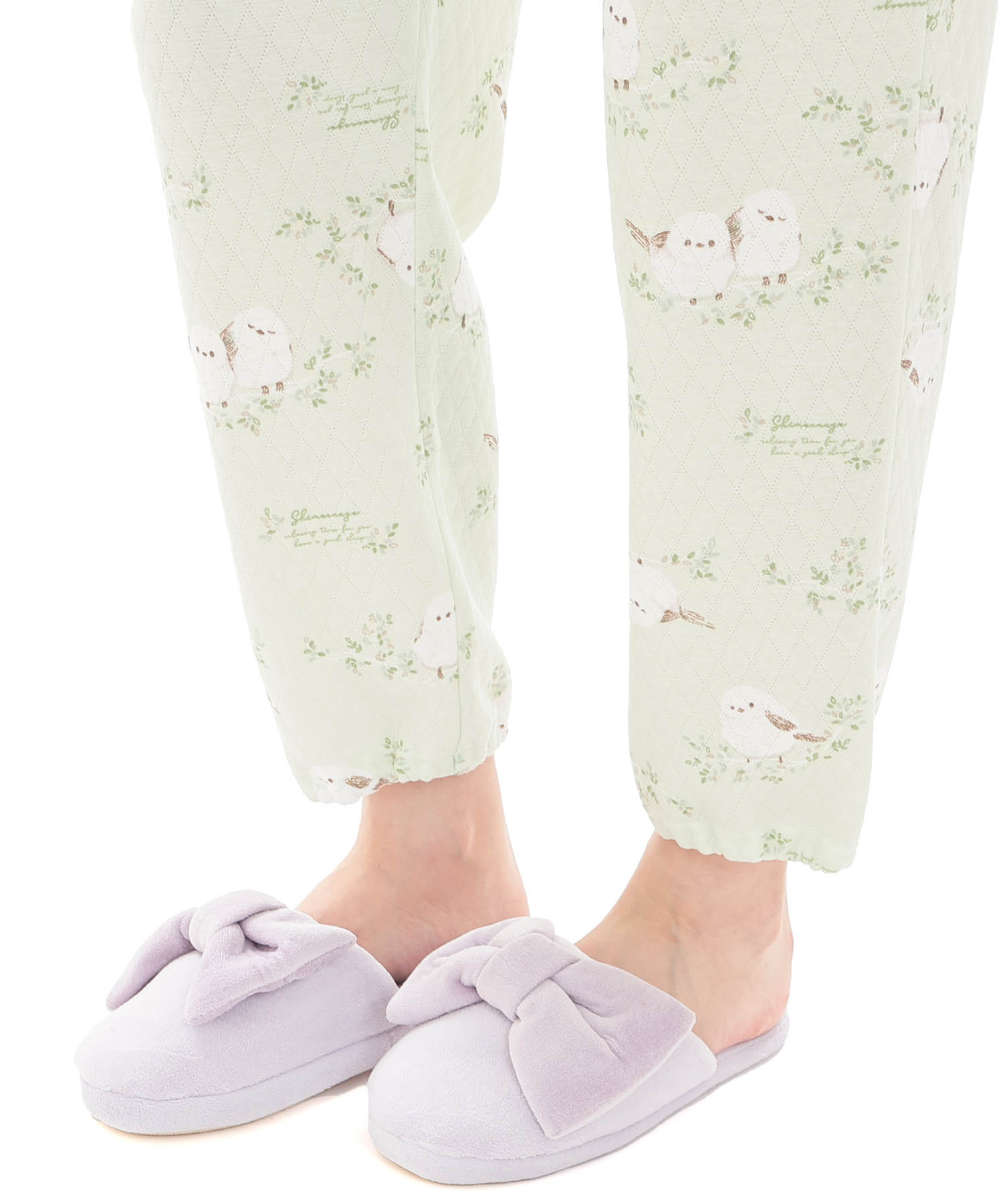 接結（綿入り）シマエナガスタンドカラーパジャマ_パジャマ&ルームウェア-セットアップ_グリーン_6