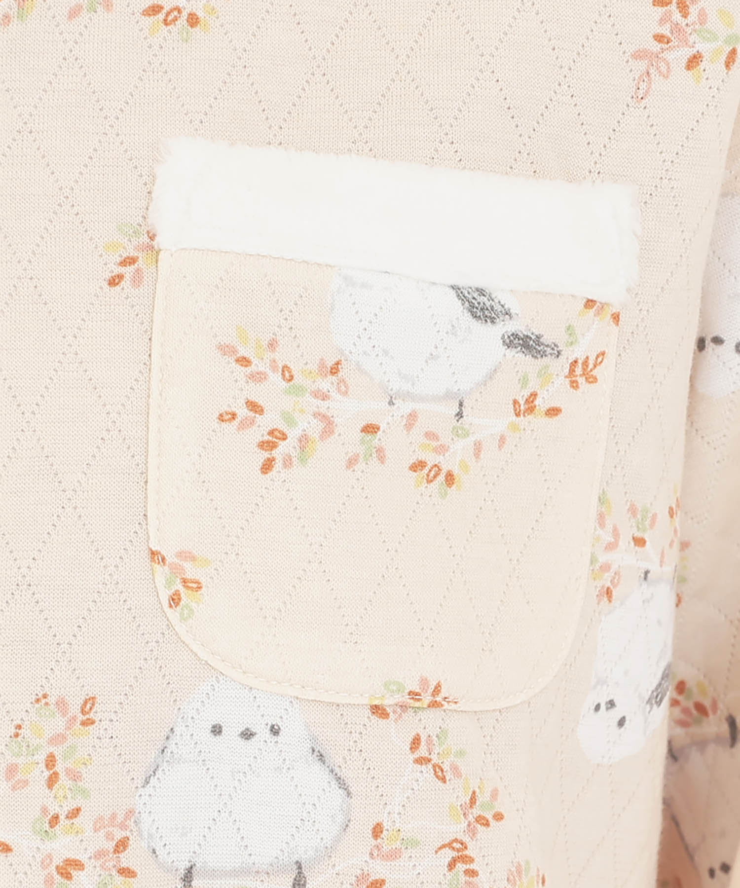 接結（綿入り）シマエナガスタンドカラーパジャマ_パジャマ&ルームウェア-セットアップ_オレンジ_4