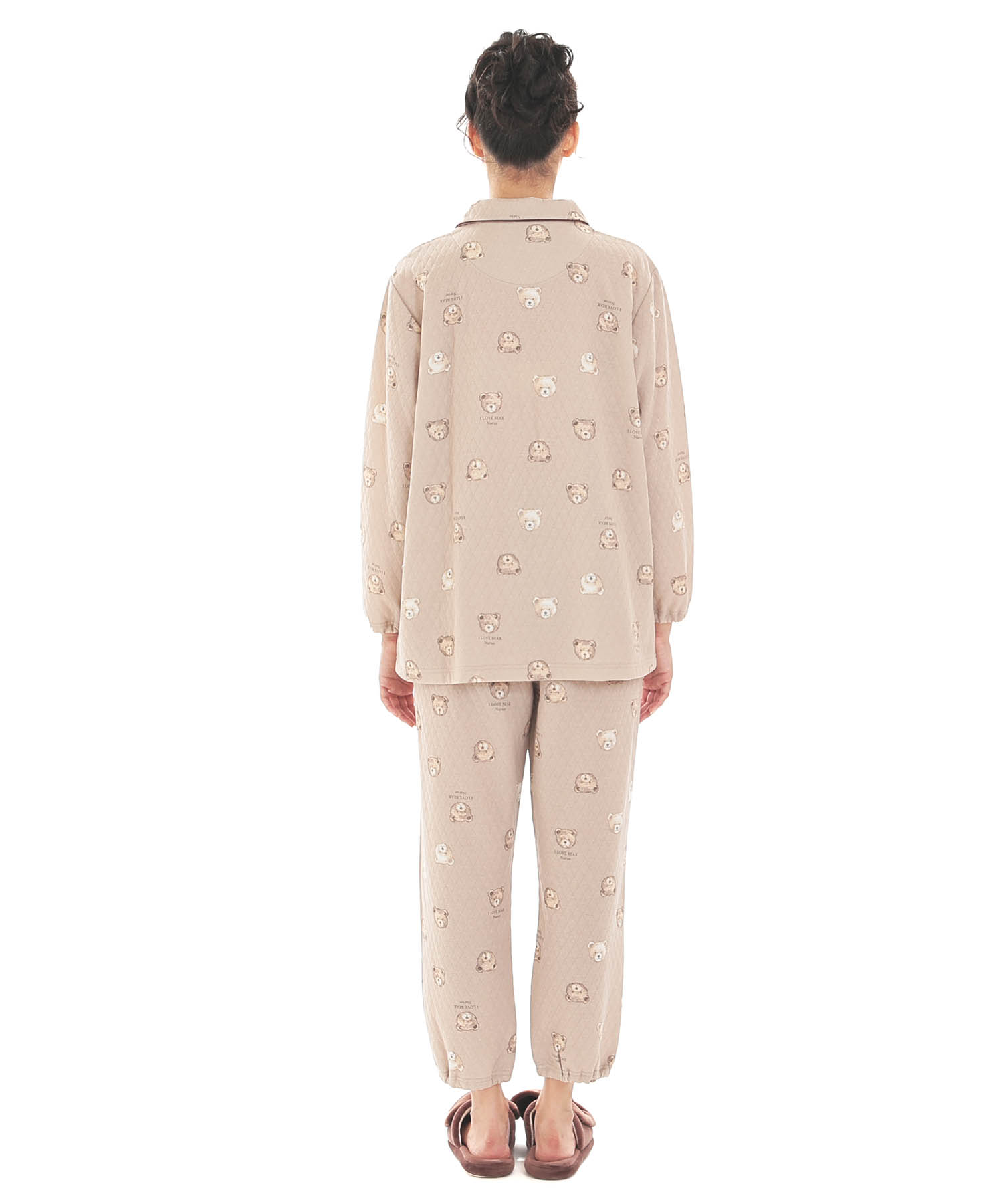 接結（綿入り）くまシャツパジャマ_パジャマ&ルームウェア-セットアップ_ベージュ_7