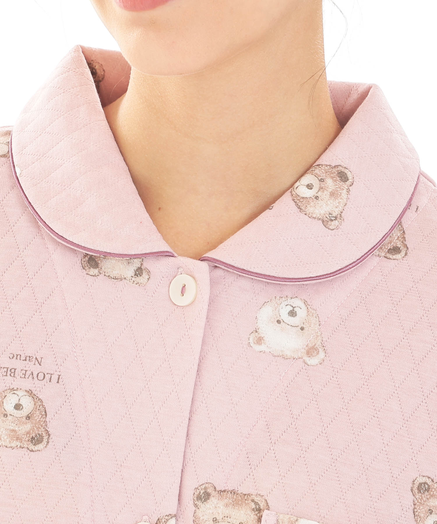 接結（綿入り）くまシャツパジャマ_パジャマ&ルームウェア-セットアップ_ピンク_3