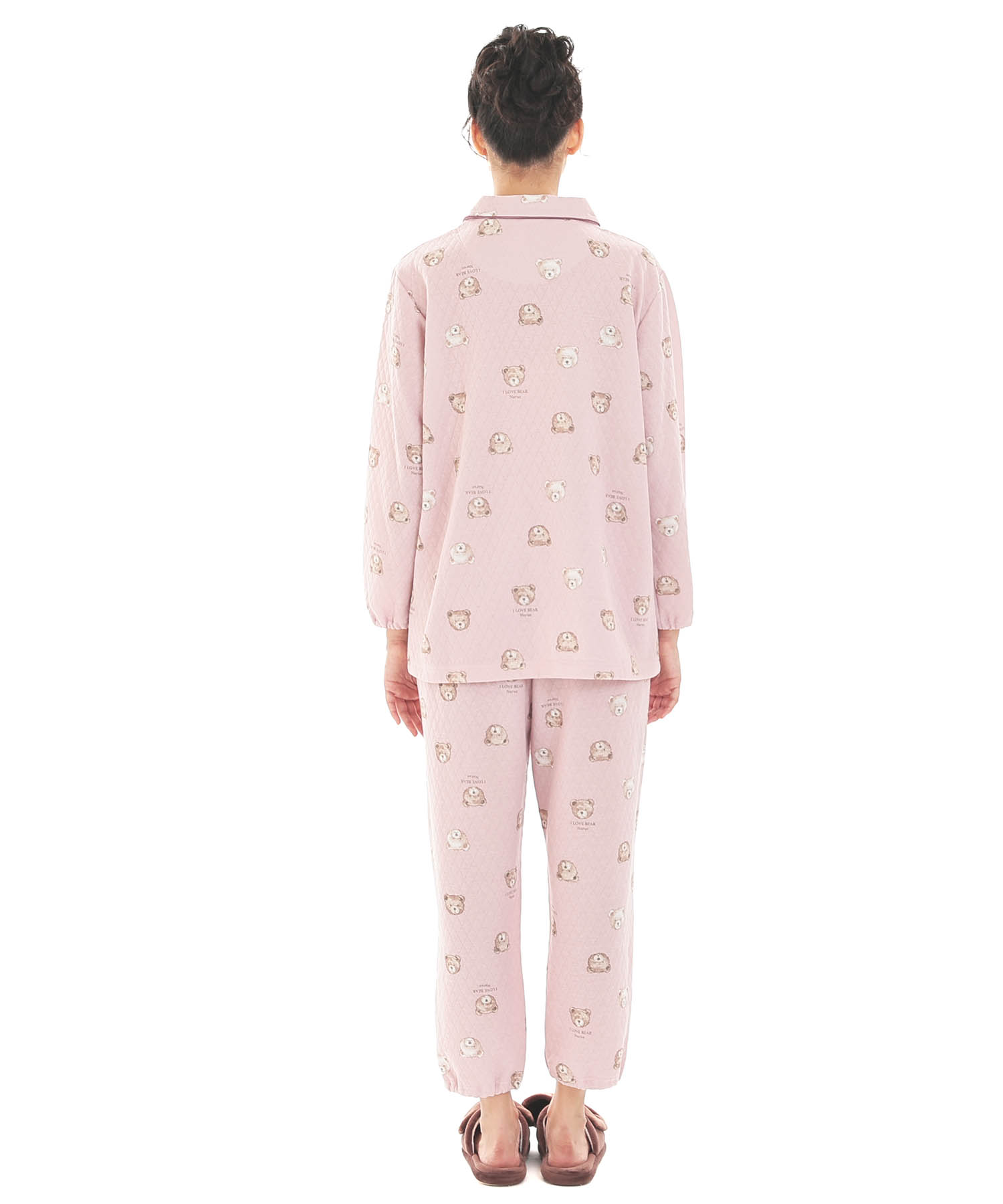 接結（綿入り）くまシャツパジャマ_パジャマ&ルームウェア-セットアップ_ピンク_7